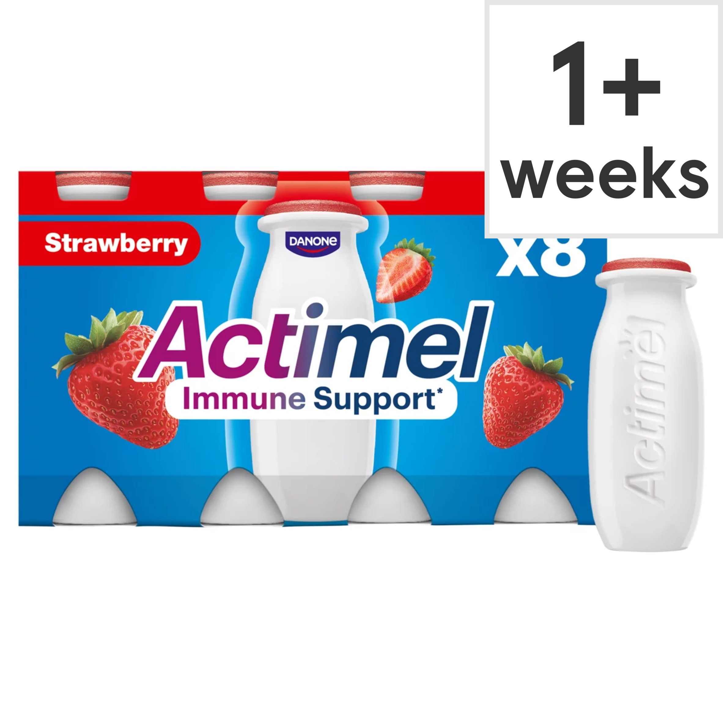 Actimel Strawberry Immunity Live Yoghurt Drink Multipack 8X100g