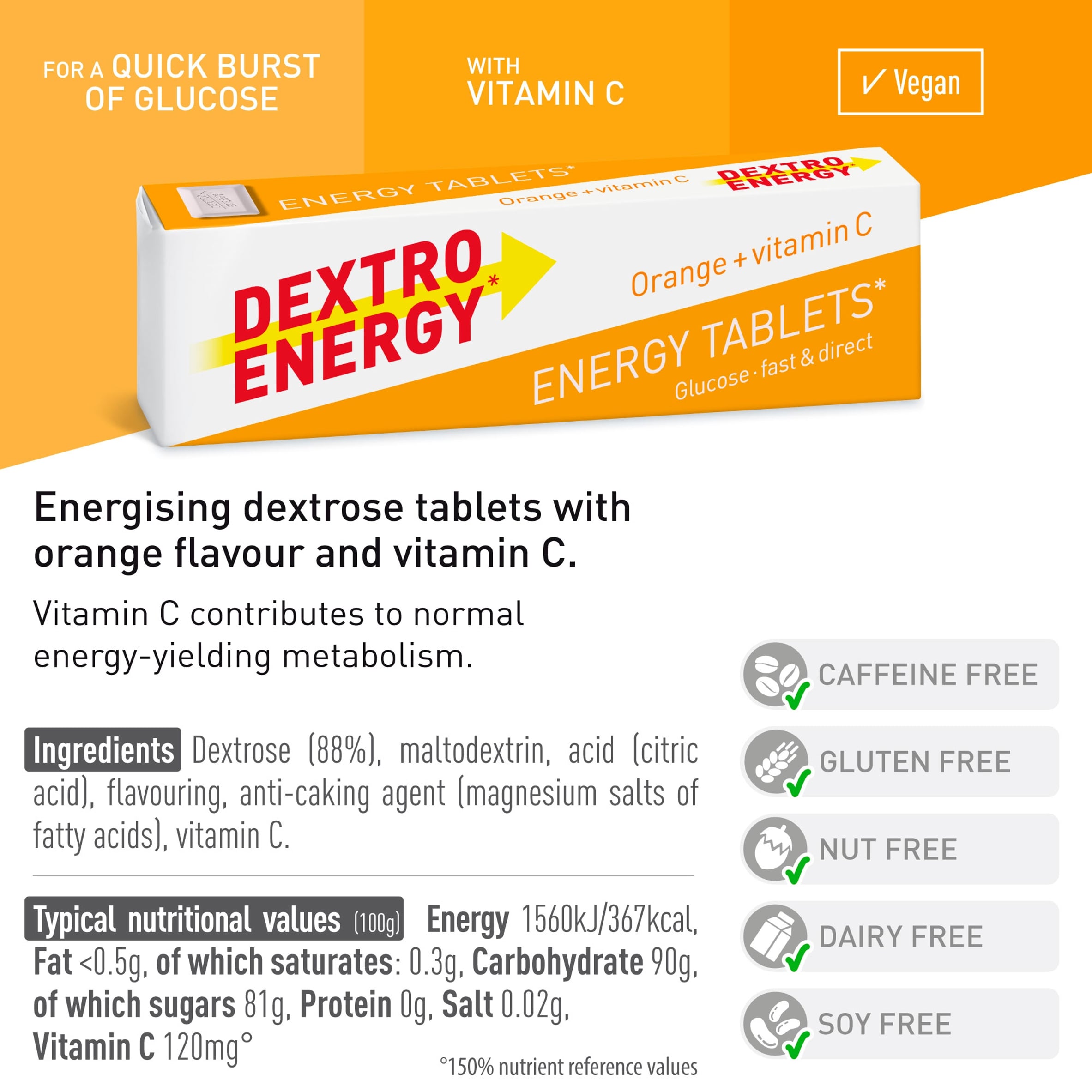 Dextro Energy Orange + Vitamin C Dextrose 47G Tablets thumbnail 4