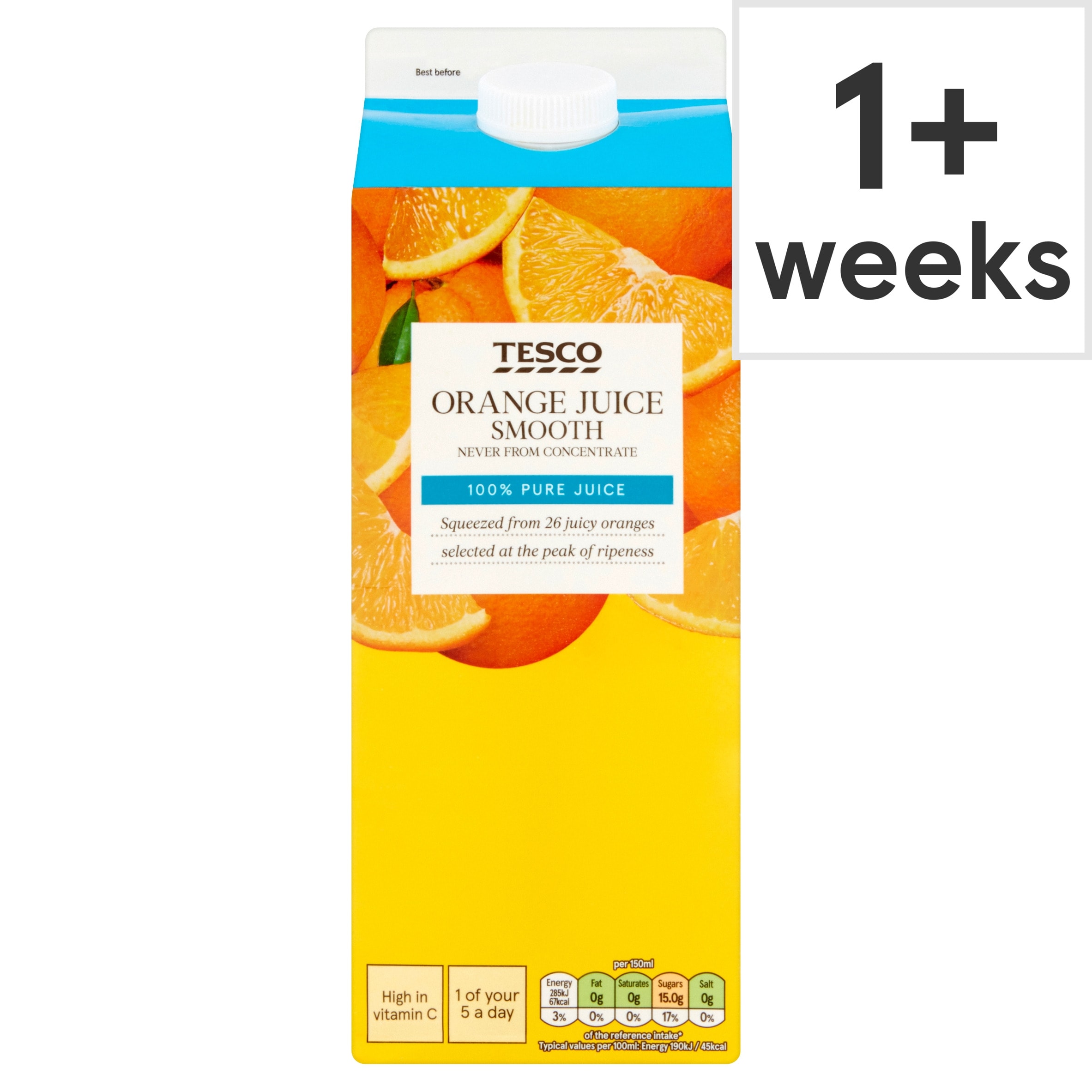 Tesco 100% Pure Squeezed Orange Juice Smooth 1.75 Litre