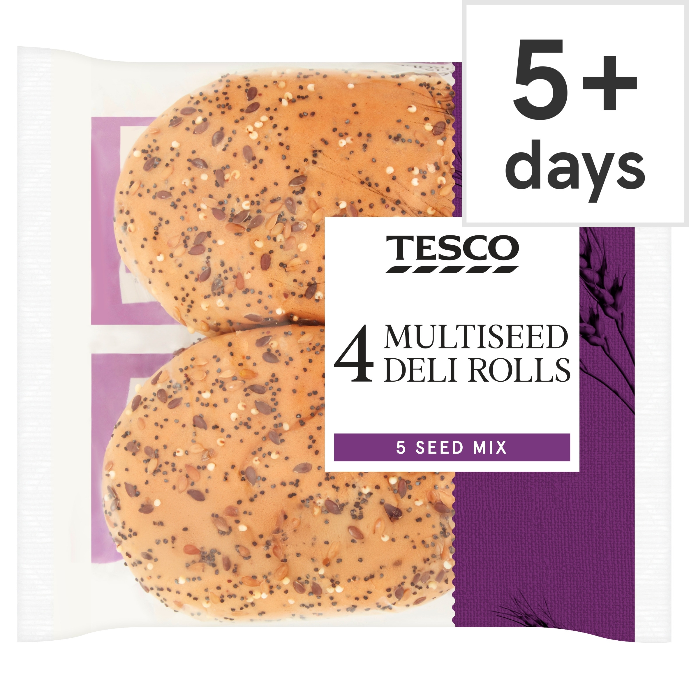 Tesco Deli Multiseed White Rolls 4 Pack