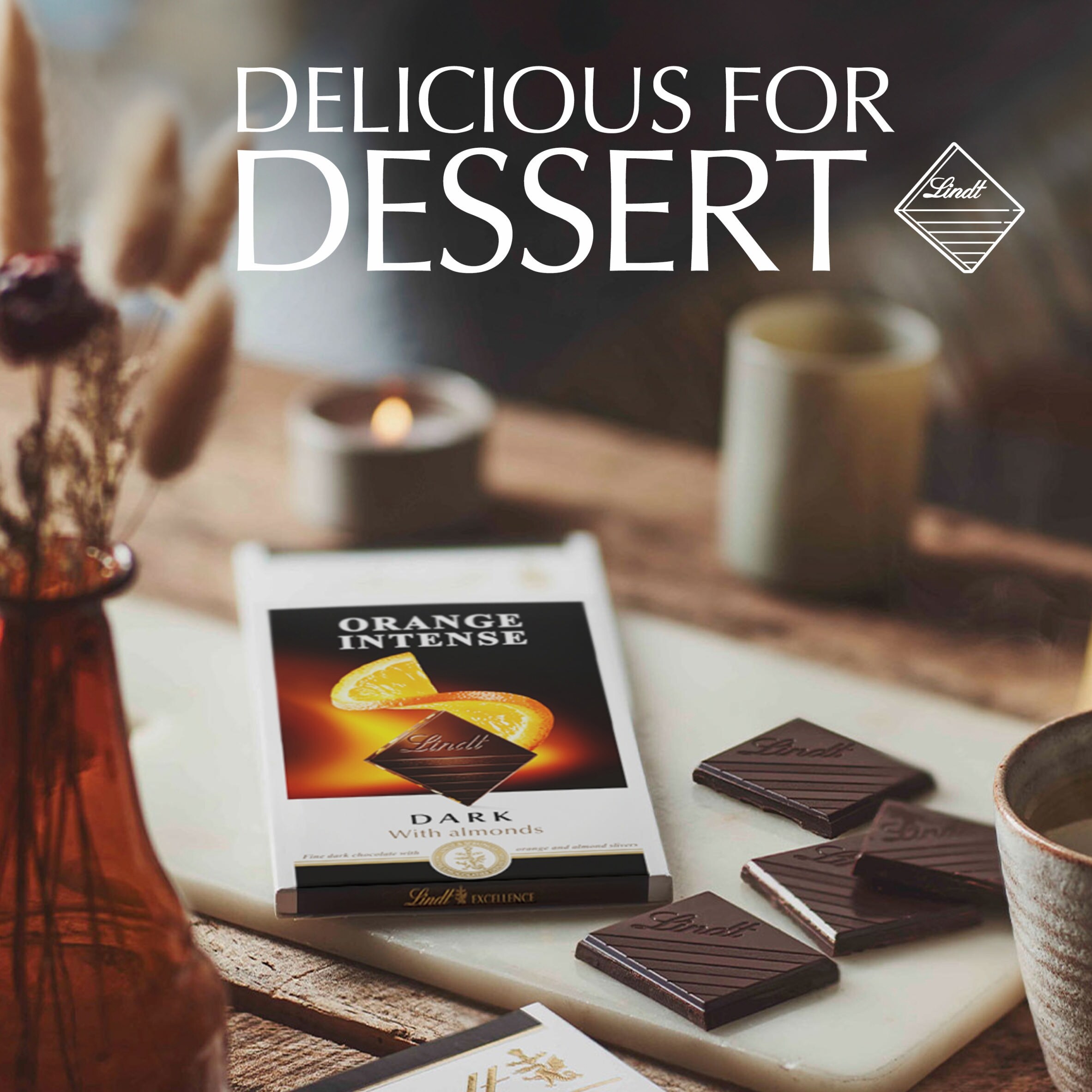 Lindt Excellence Dark with Almonds Chocolate Bar – Orange Intense 100g thumbnail 3