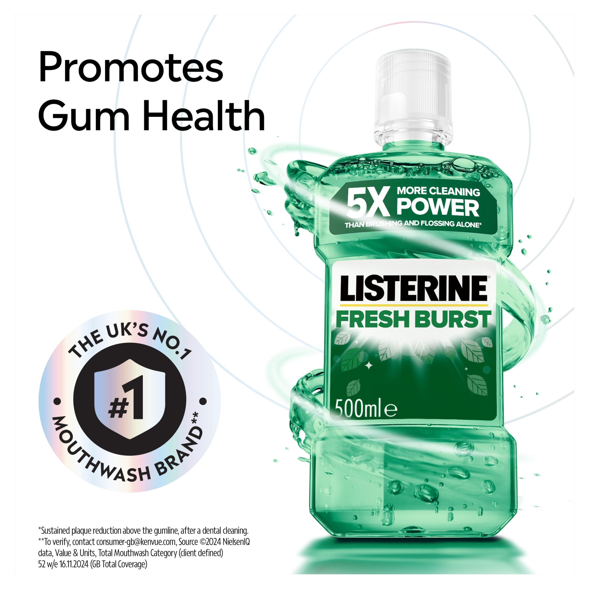Listerine Fresh Burst Antibacterial Mouthwash 500ml thumbnail 3