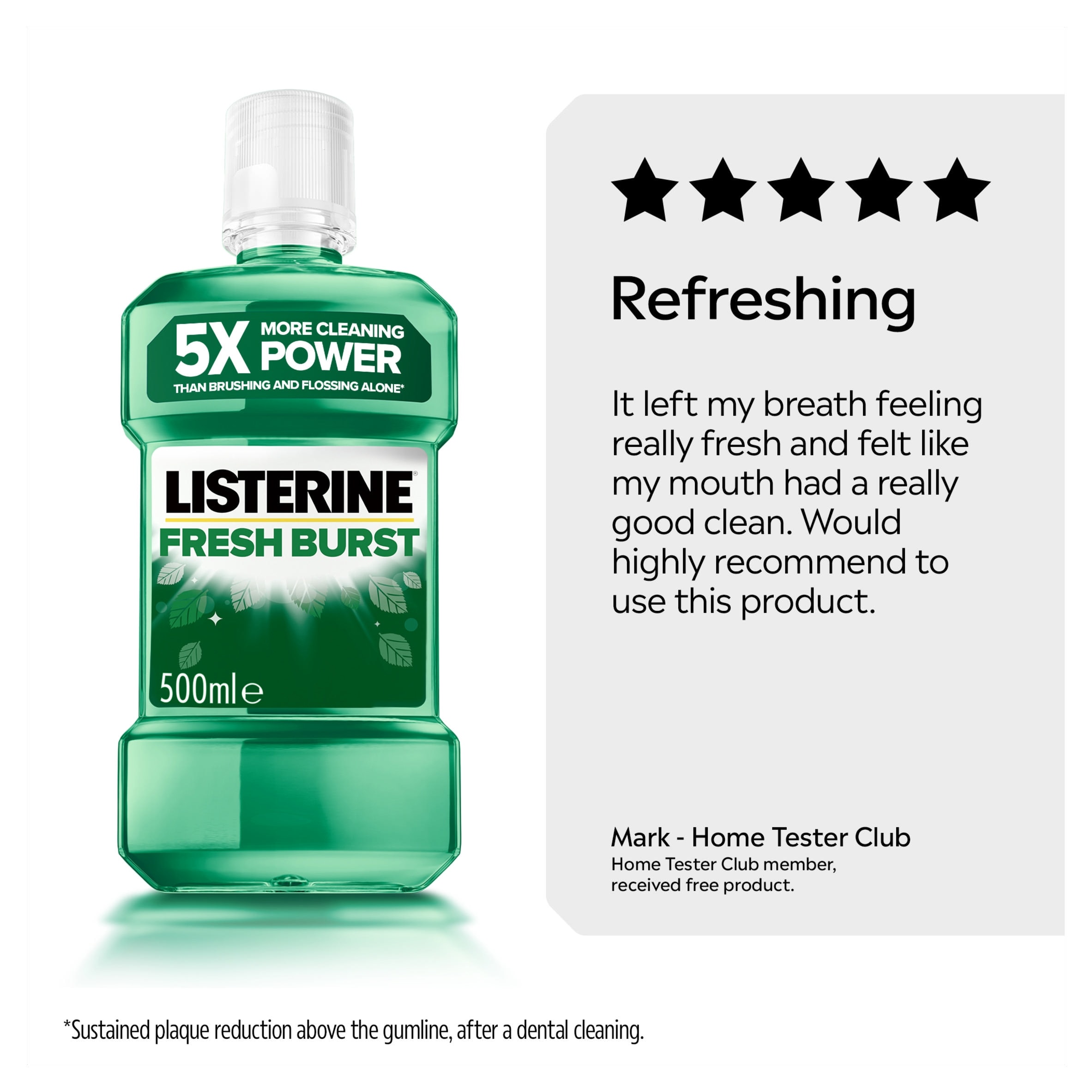 Listerine Fresh Burst Antibacterial Mouthwash 500ml thumbnail 5
