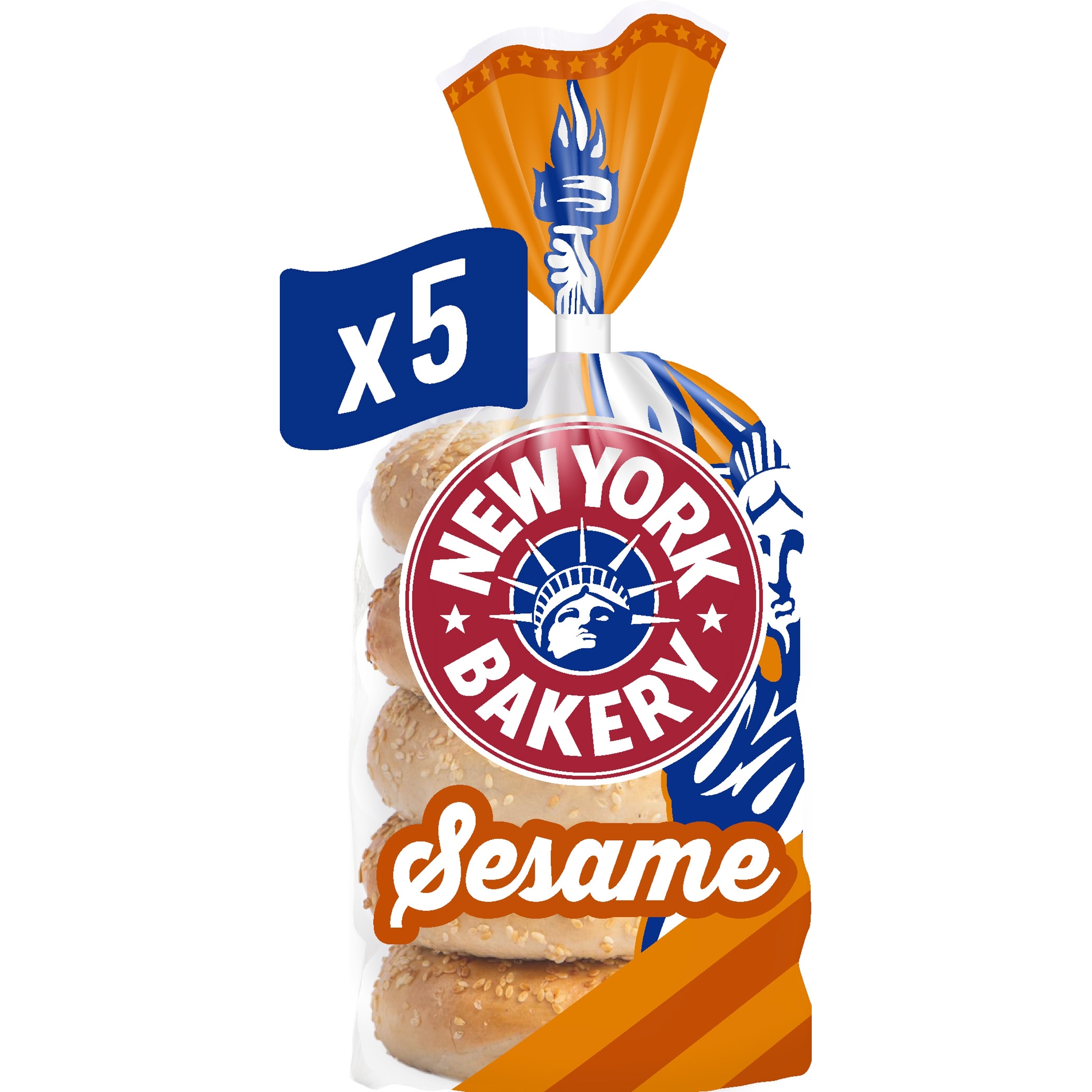 New York Bakery Co Plain and Sesame Bagels 5 Pack thumbnail 3