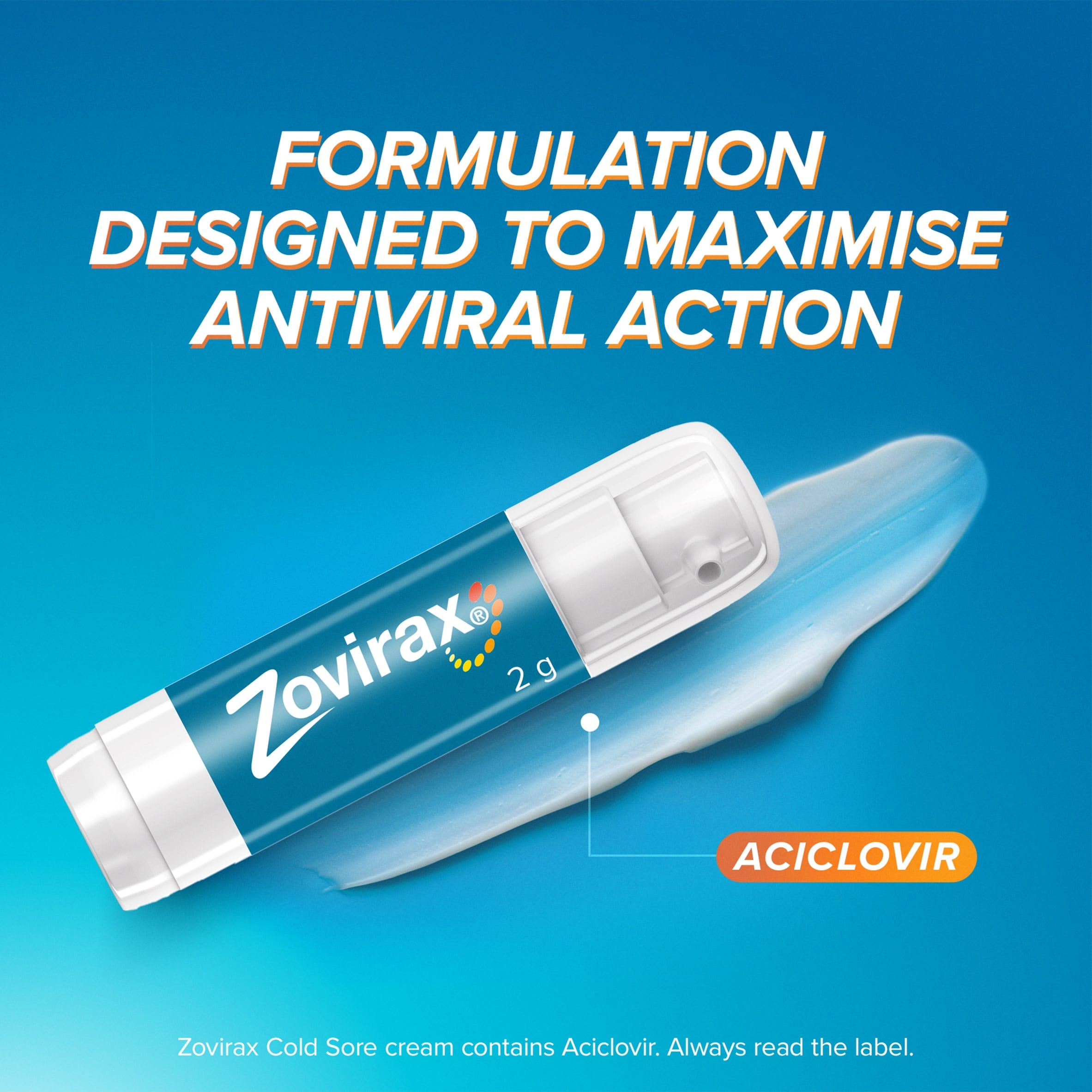 Zovirax Cold Sore Treatment Cream Aciclovir Pump 2g thumbnail 5