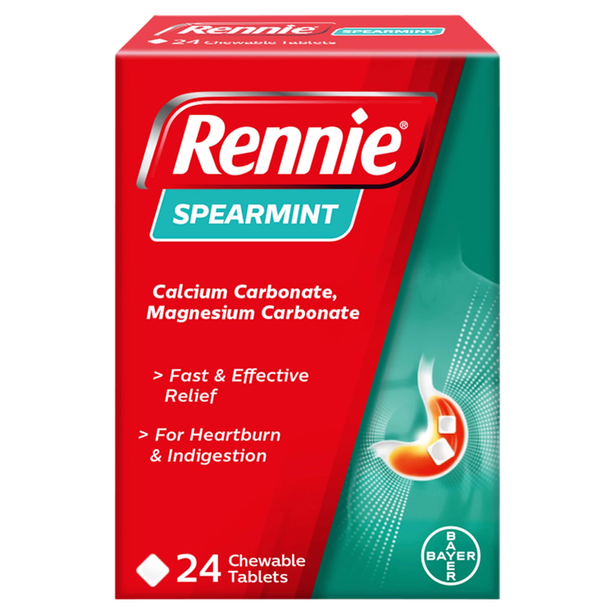Rennie Spearmint Heartburn & Indigestion Relief Tablets