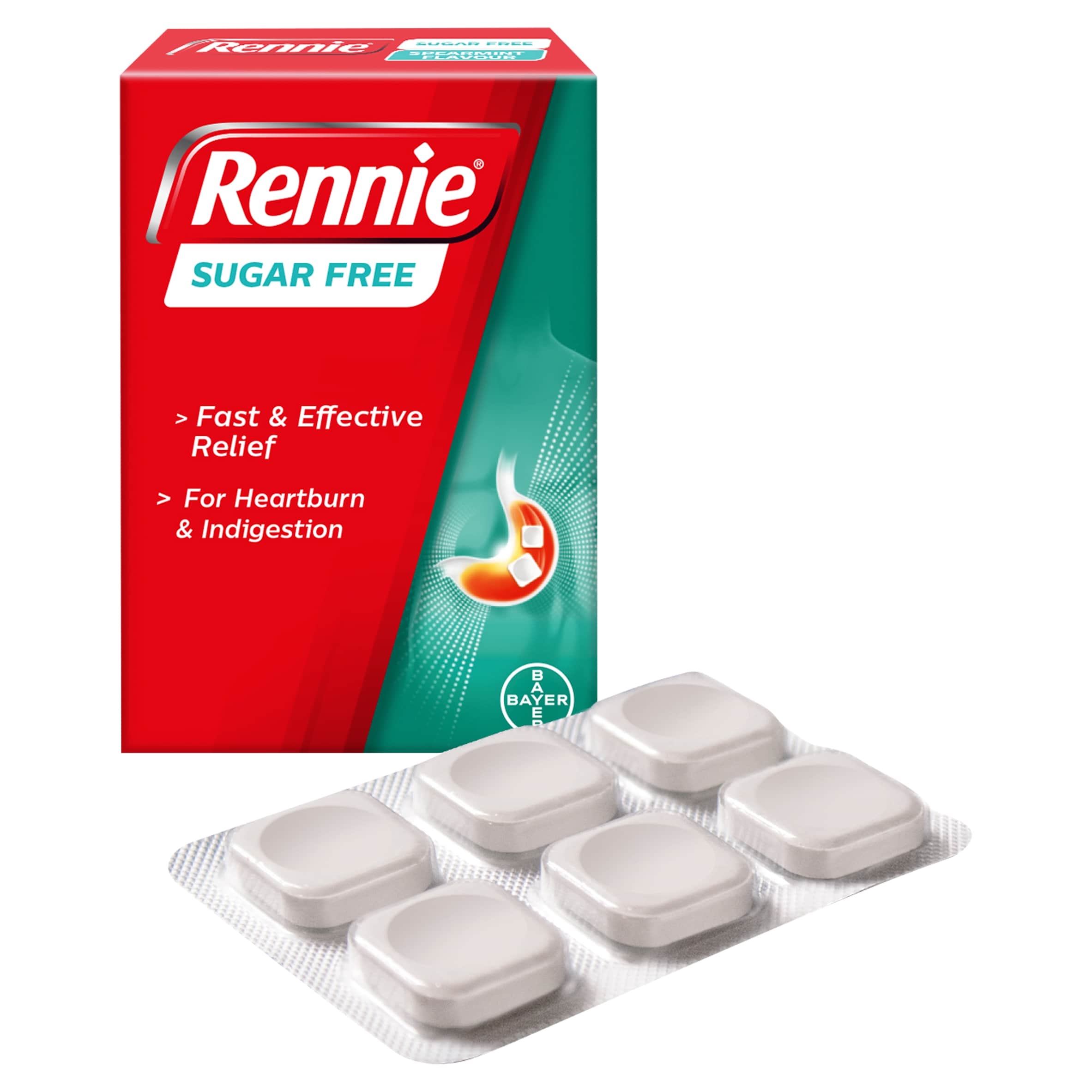 Rennie Heartburn & Indigestion Chewable Tablets - Sugar Free 24s thumbnail 2