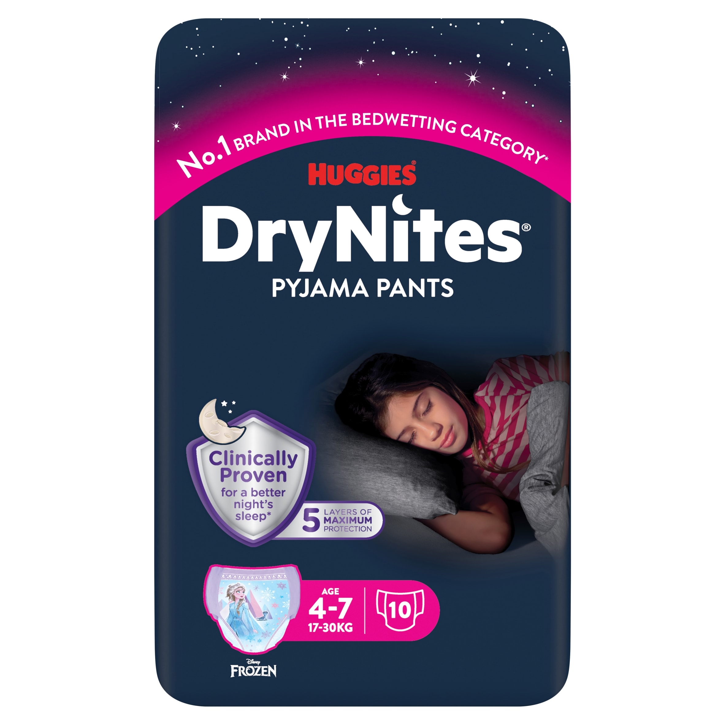 Huggies DryNites Girls Pyjama Pants, 4-7 Yrs (17-30kg)
