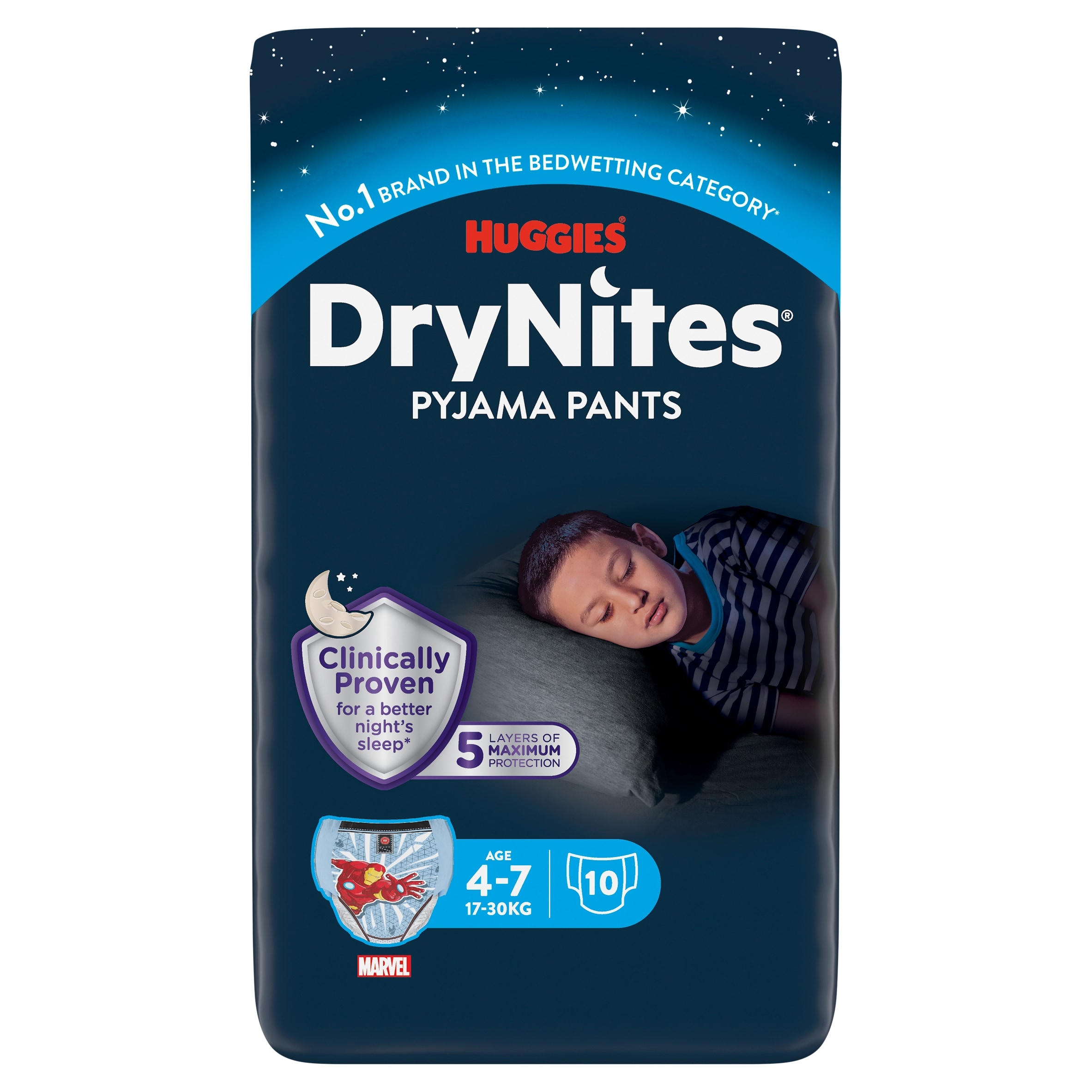Huggies DryNites Boys Pyjama Pants, 4-7 Yrs (17-30kg)