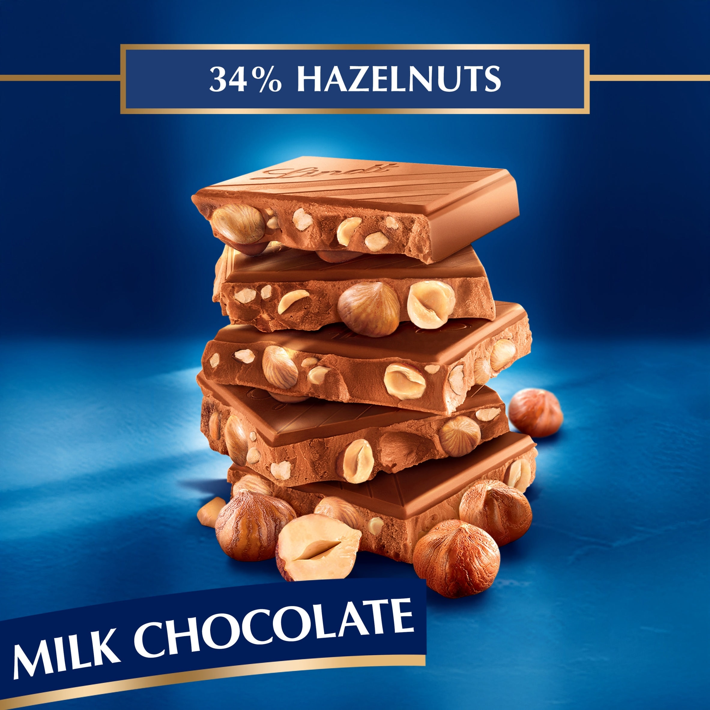 Lindt Hazelnut Milk Chocolate Bar 150G thumbnail 3