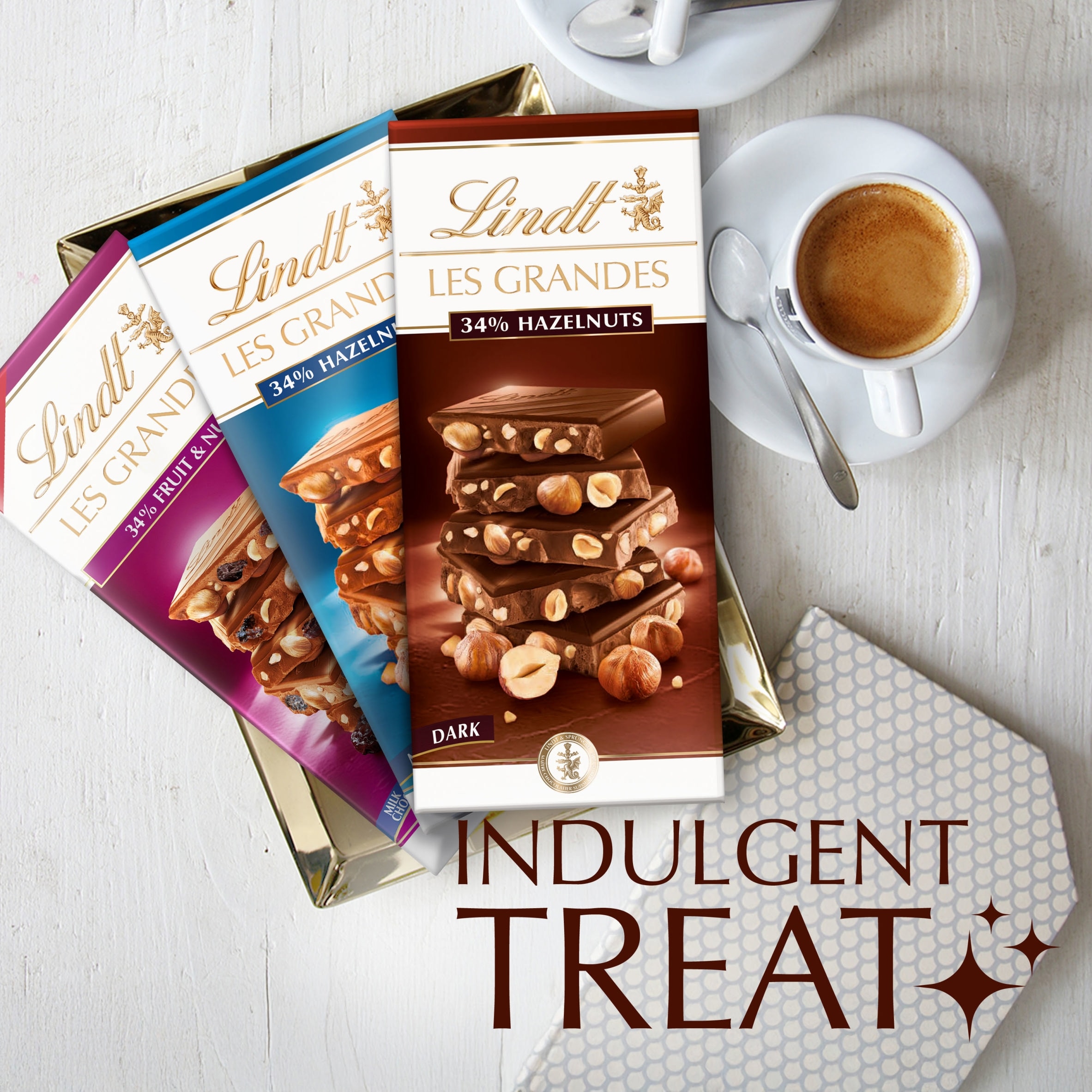 Lindt Dark Chocolate With Hazelnut Bar 150G thumbnail 4