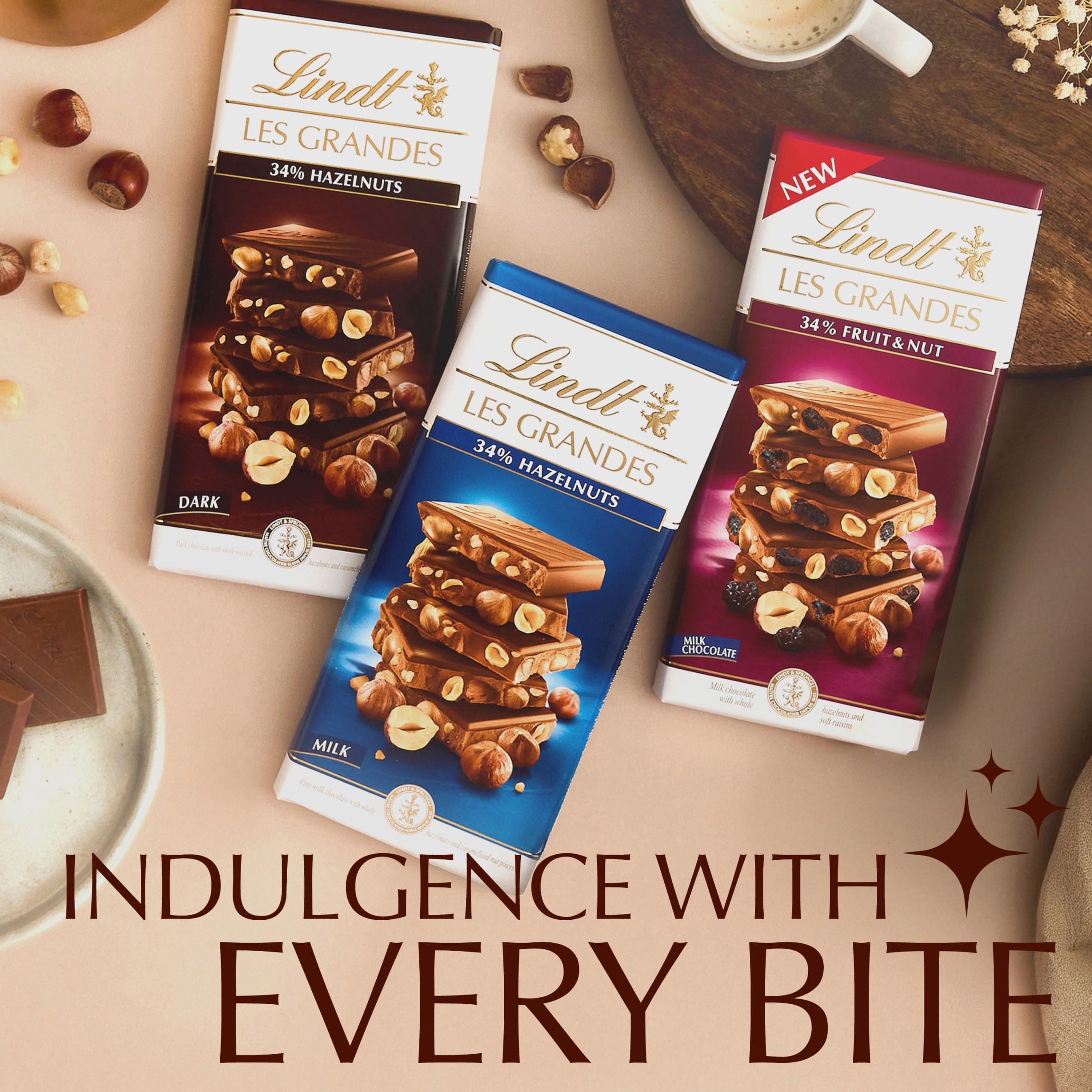 Lindt Dark Chocolate With Hazelnut Bar 150G thumbnail 5