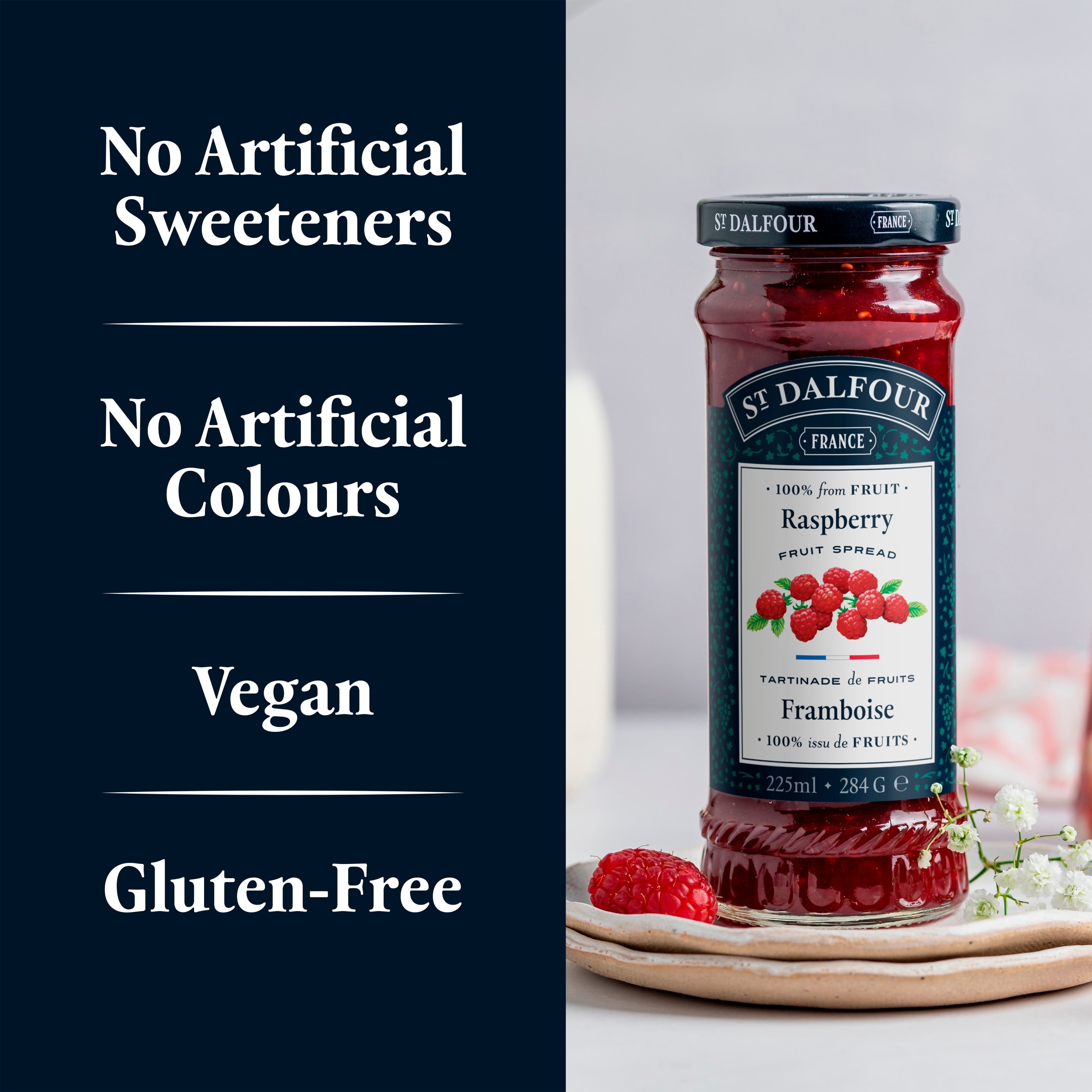 St Dalfour Raspberry Fruit Spread 284G thumbnail 4