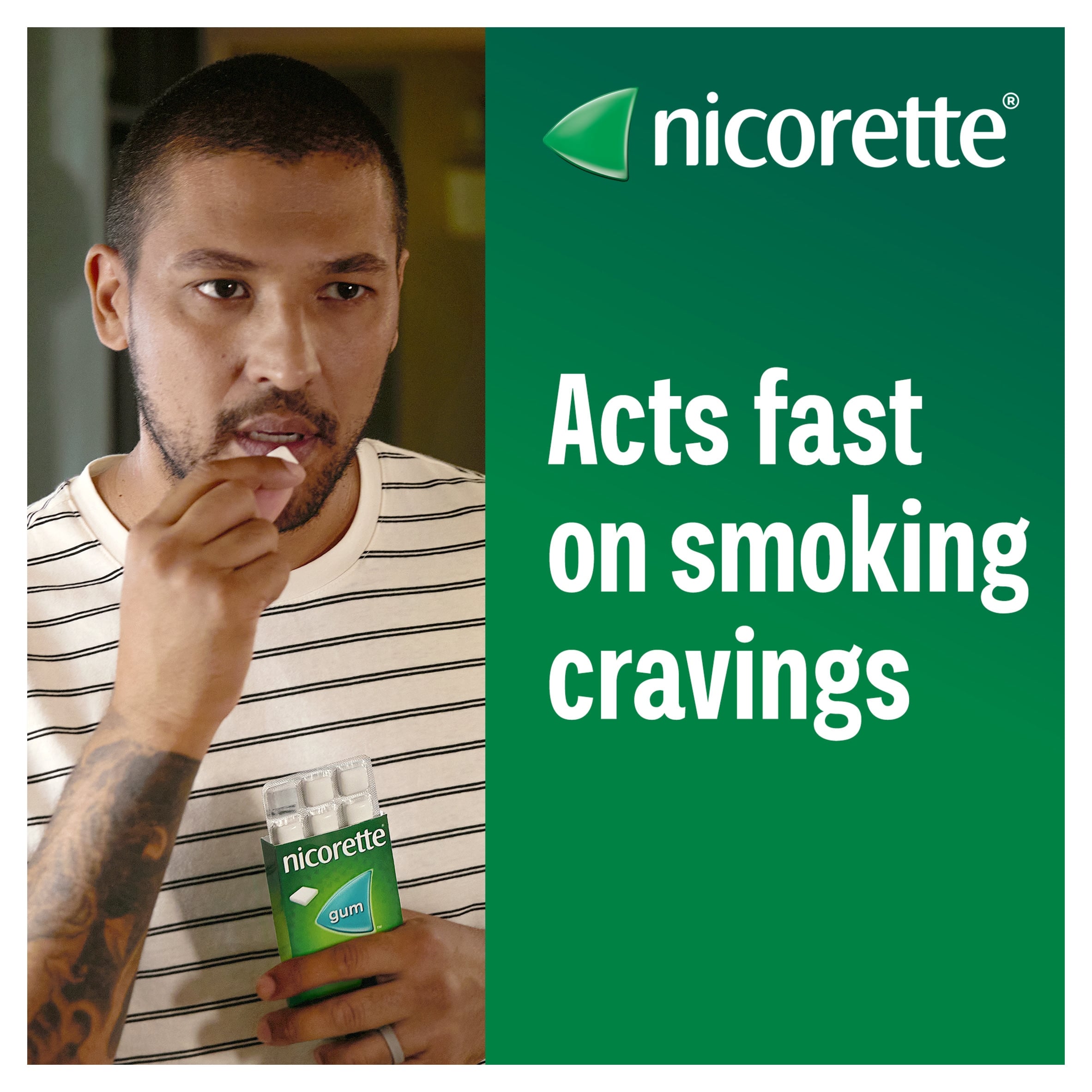 Nicorette Stop Smoking Aid 2mg Nicotine Gum - Freshmint 105s thumbnail 2
