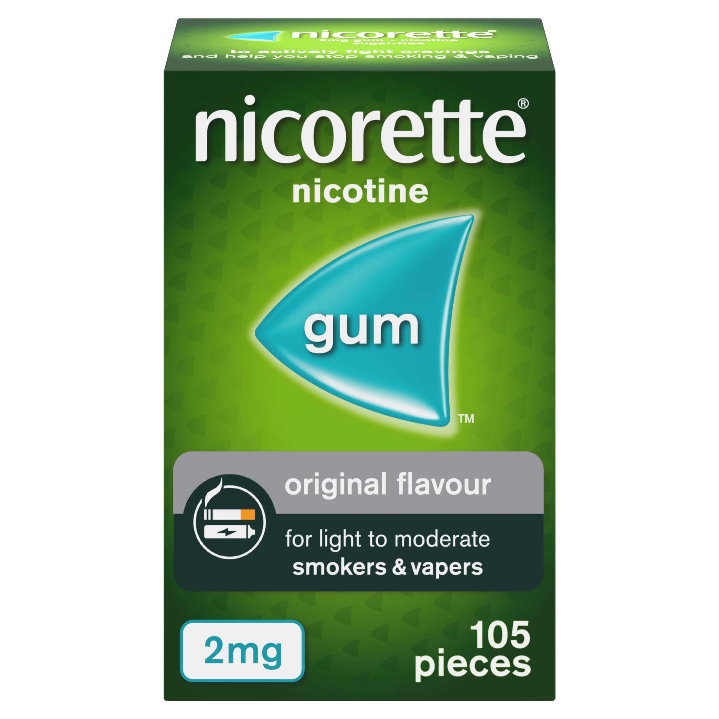 Nicorette Original Gum, 2 mg, 105 Pieces (Stop Smoking Aid)