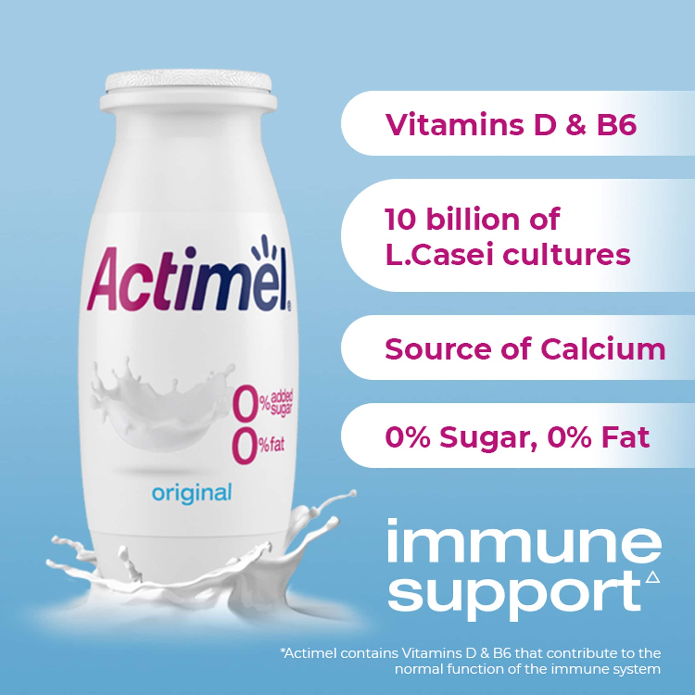 Actimel Raspberry Fat Free Immunity Live Yoghurt Drink Multipack 8X100g thumbnail 2