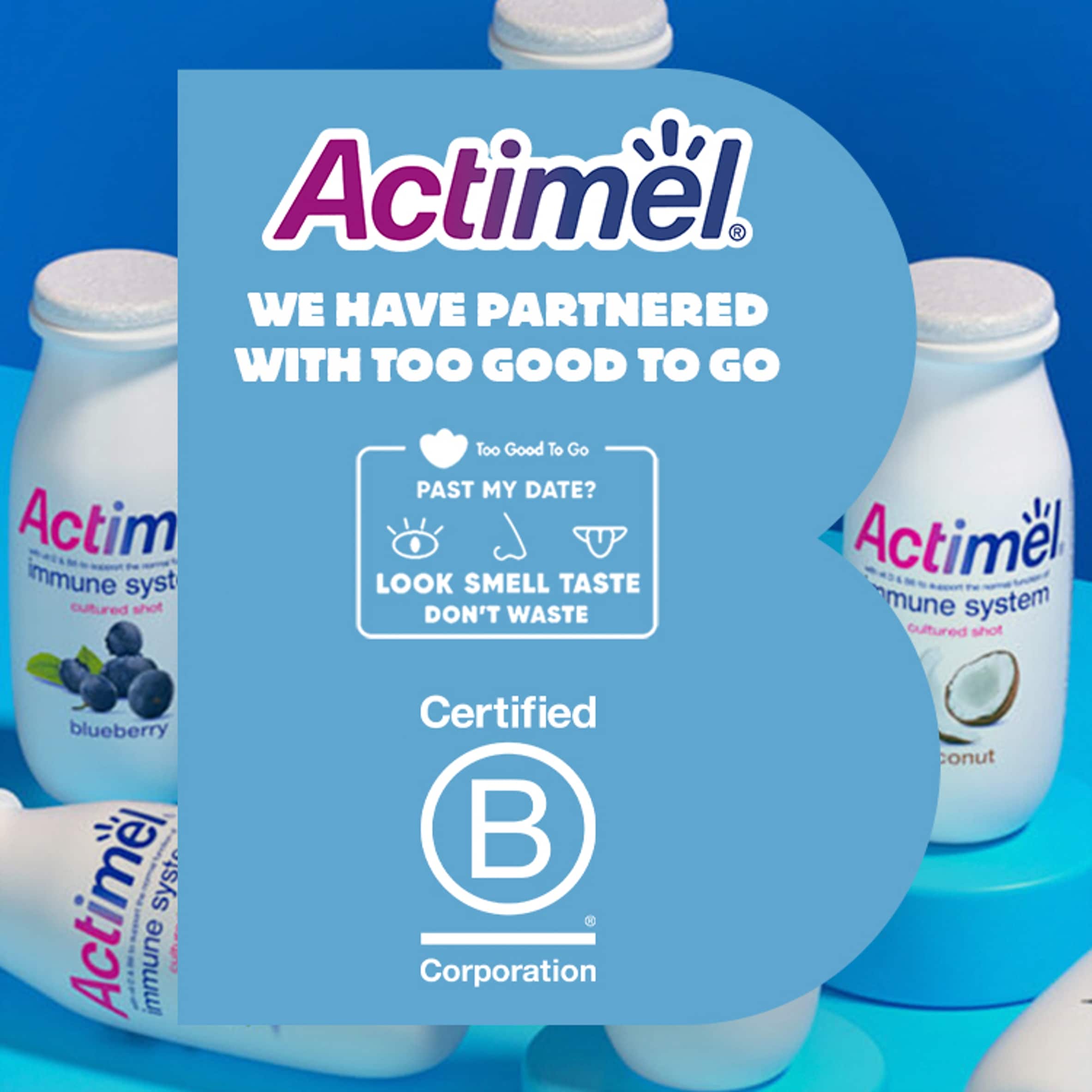 Actimel Raspberry Fat Free Immunity Live Yoghurt Drink Multipack 8X100g thumbnail 3