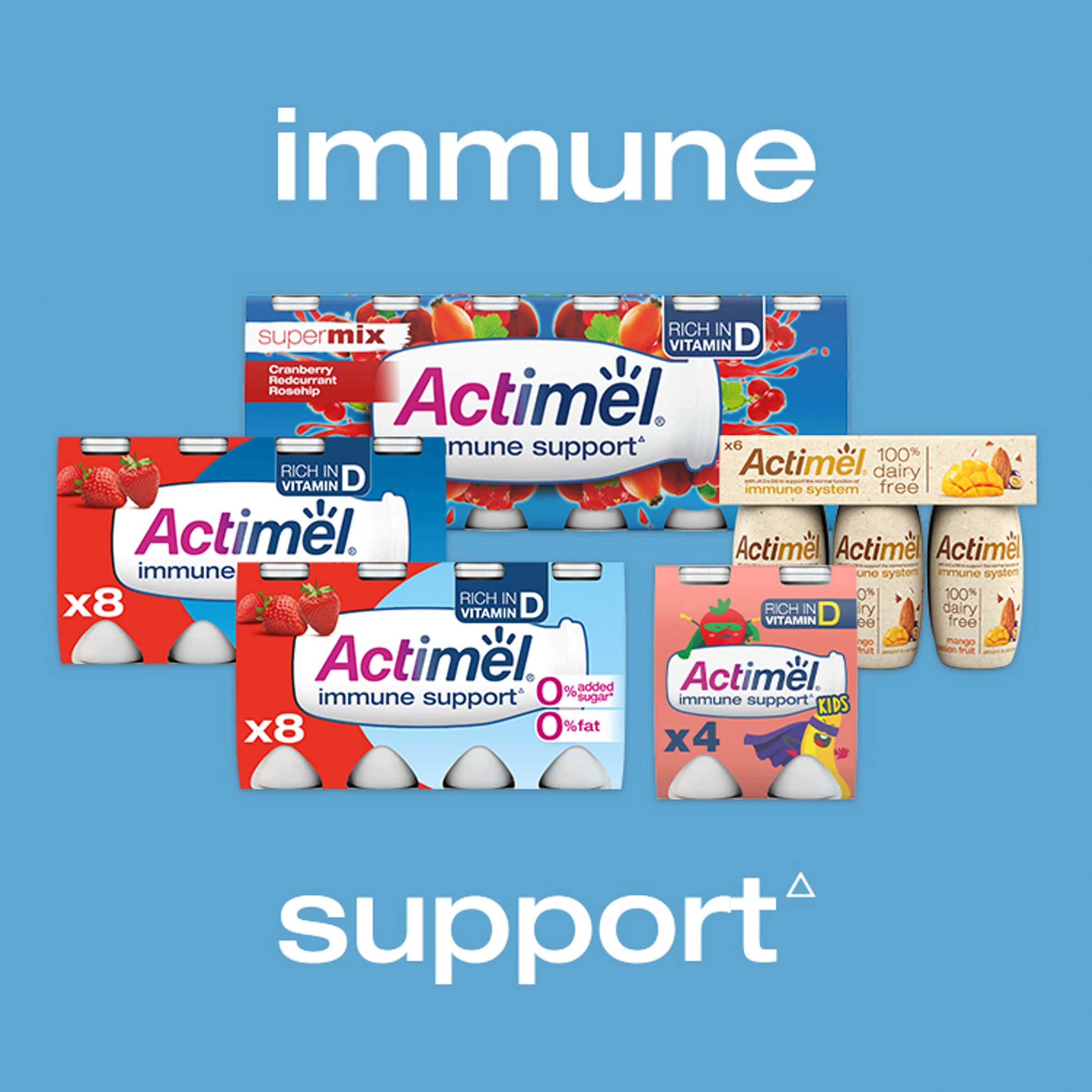 Actimel Raspberry Fat Free Immunity Live Yoghurt Drink Multipack 8X100g thumbnail 5