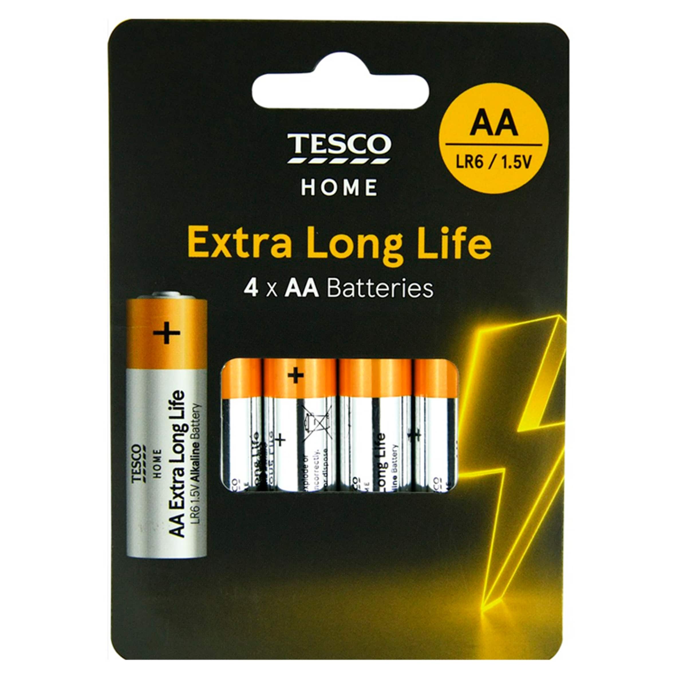 Tesco Extra Long Life AA Batteries 4 Pack