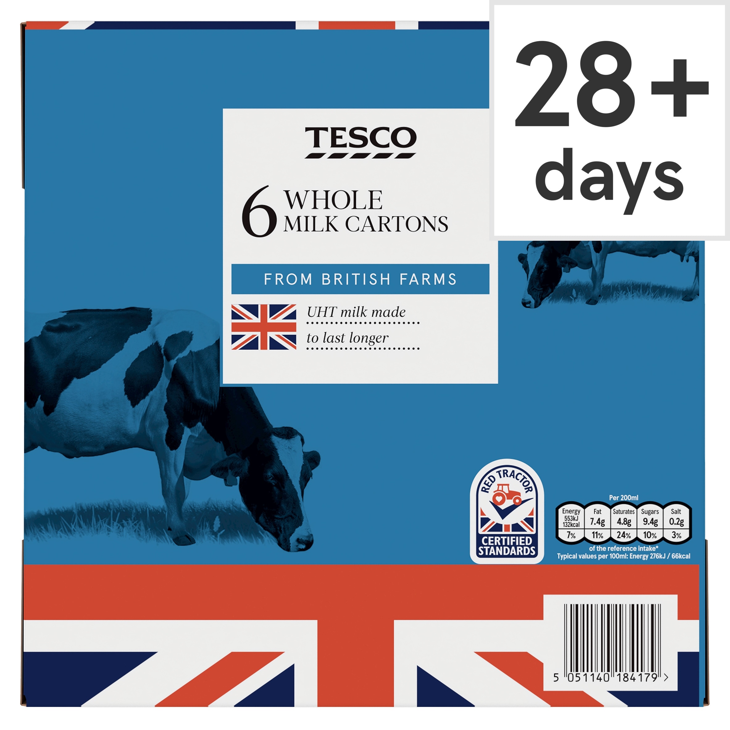 Tesco British Whole Uht Milk 6 X 1 Litre