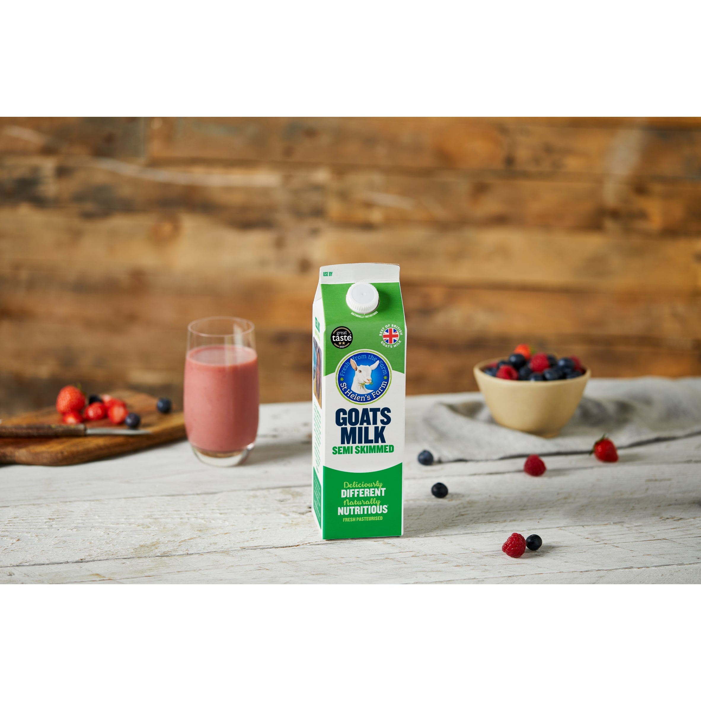 St Helen's Fresh Semi Skimmed Goats Milk 1 Litre thumbnail 2