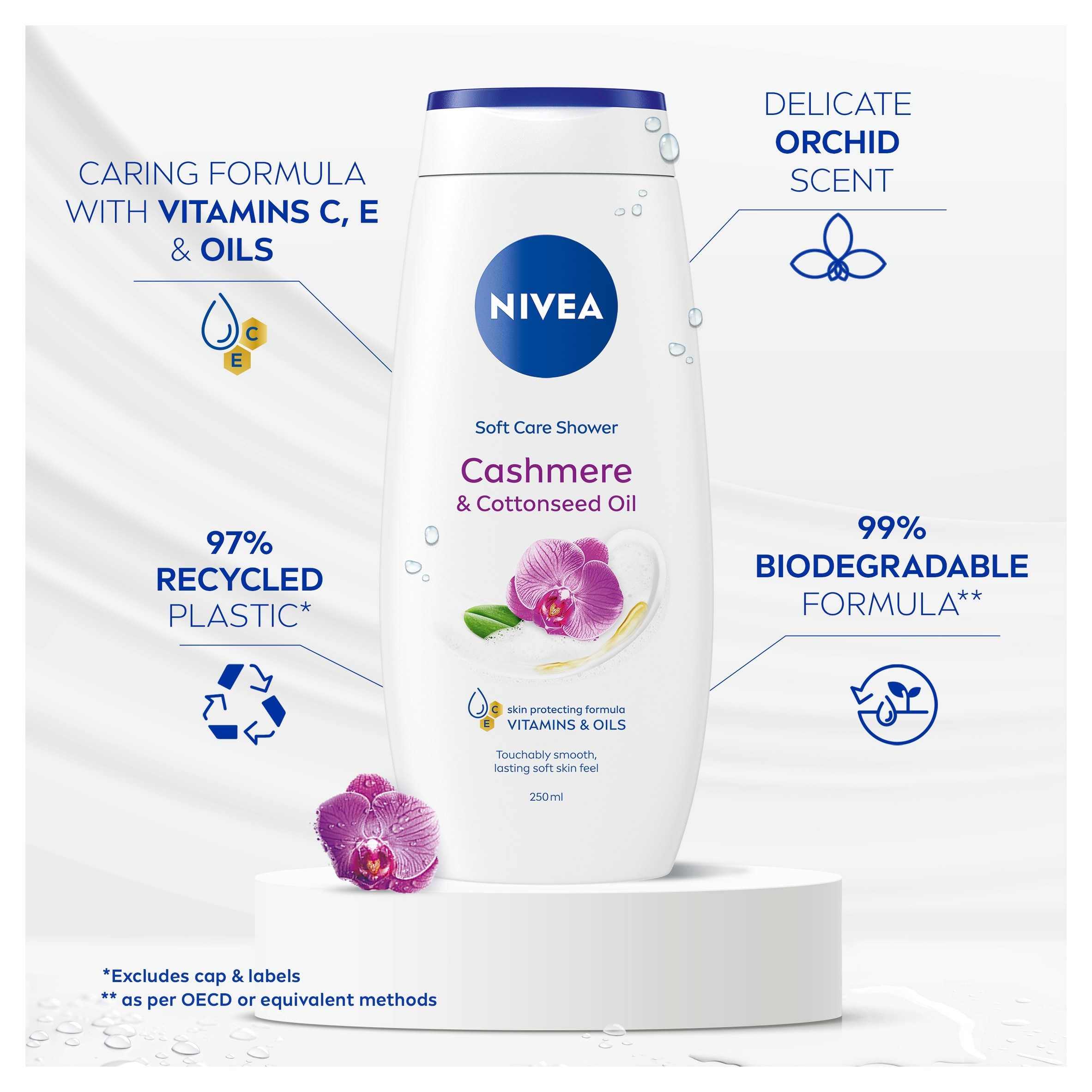 NIVEA Cashmere & Cotton Seed Oil Shower Cream 250ml thumbnail 2