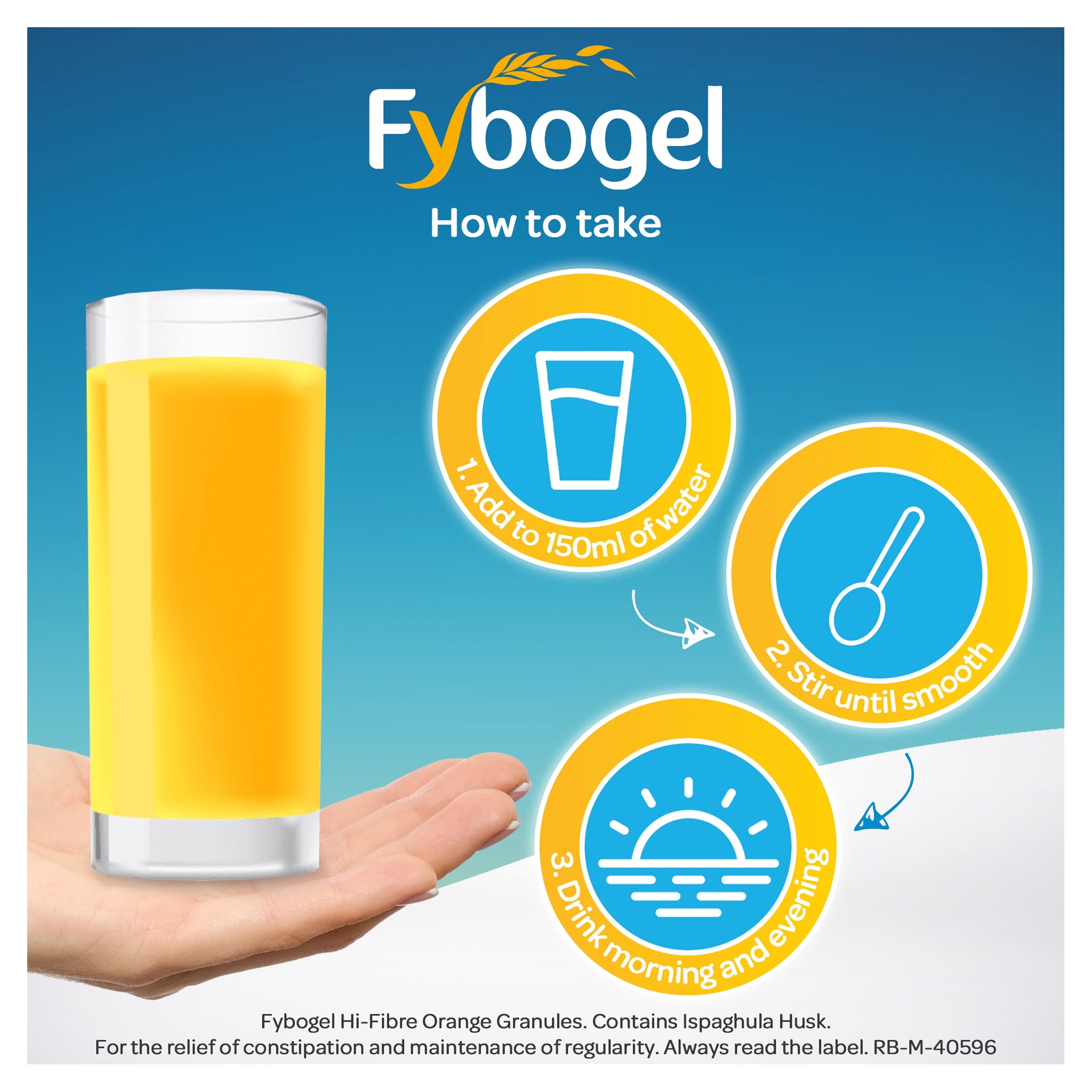 Fybogel Hi-Fibre Orange Constipation Relief Sachets - Ispaghula Husk Fibre Drink 30s thumbnail 4