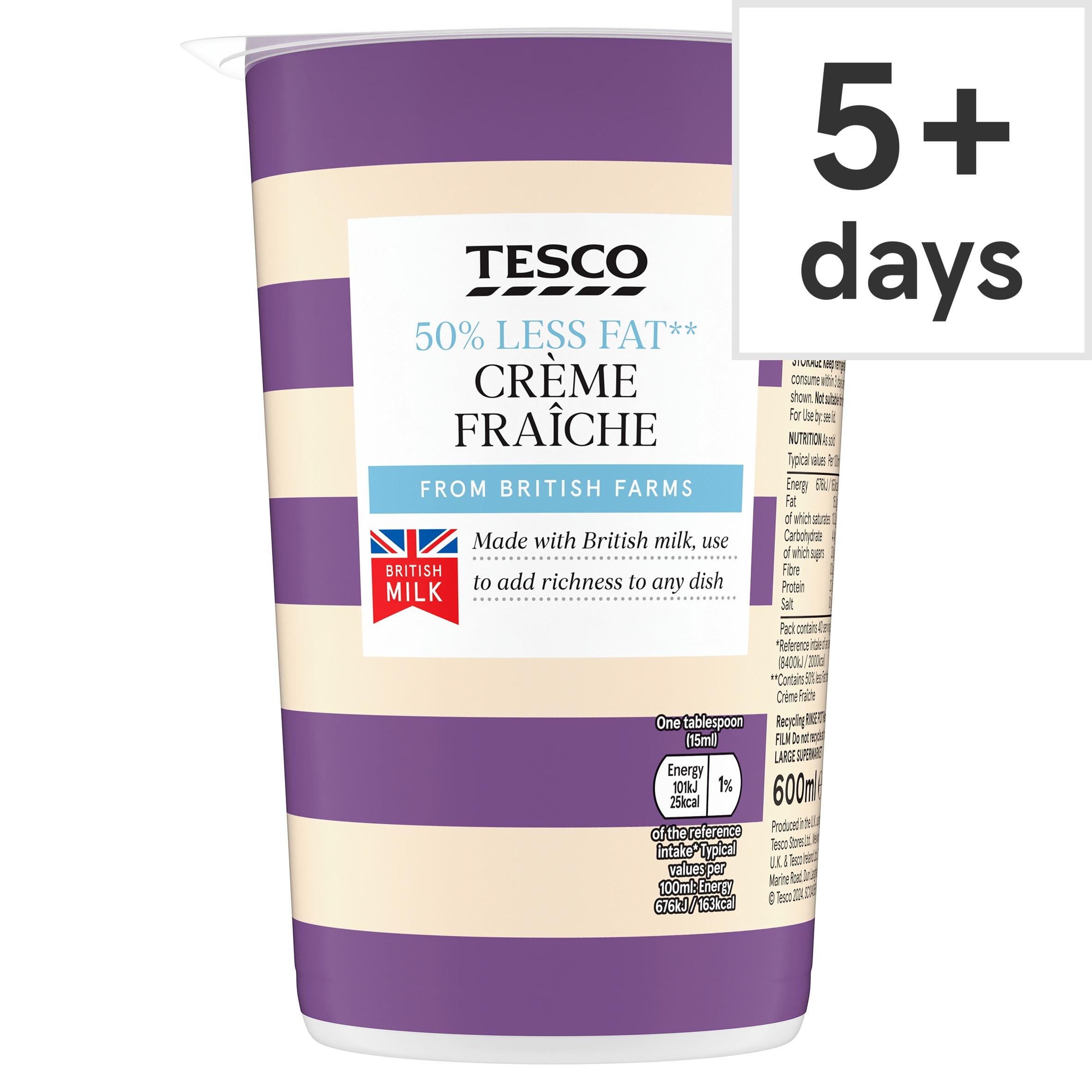 Tesco 50% Less Fat Creme Fraiche 600Ml