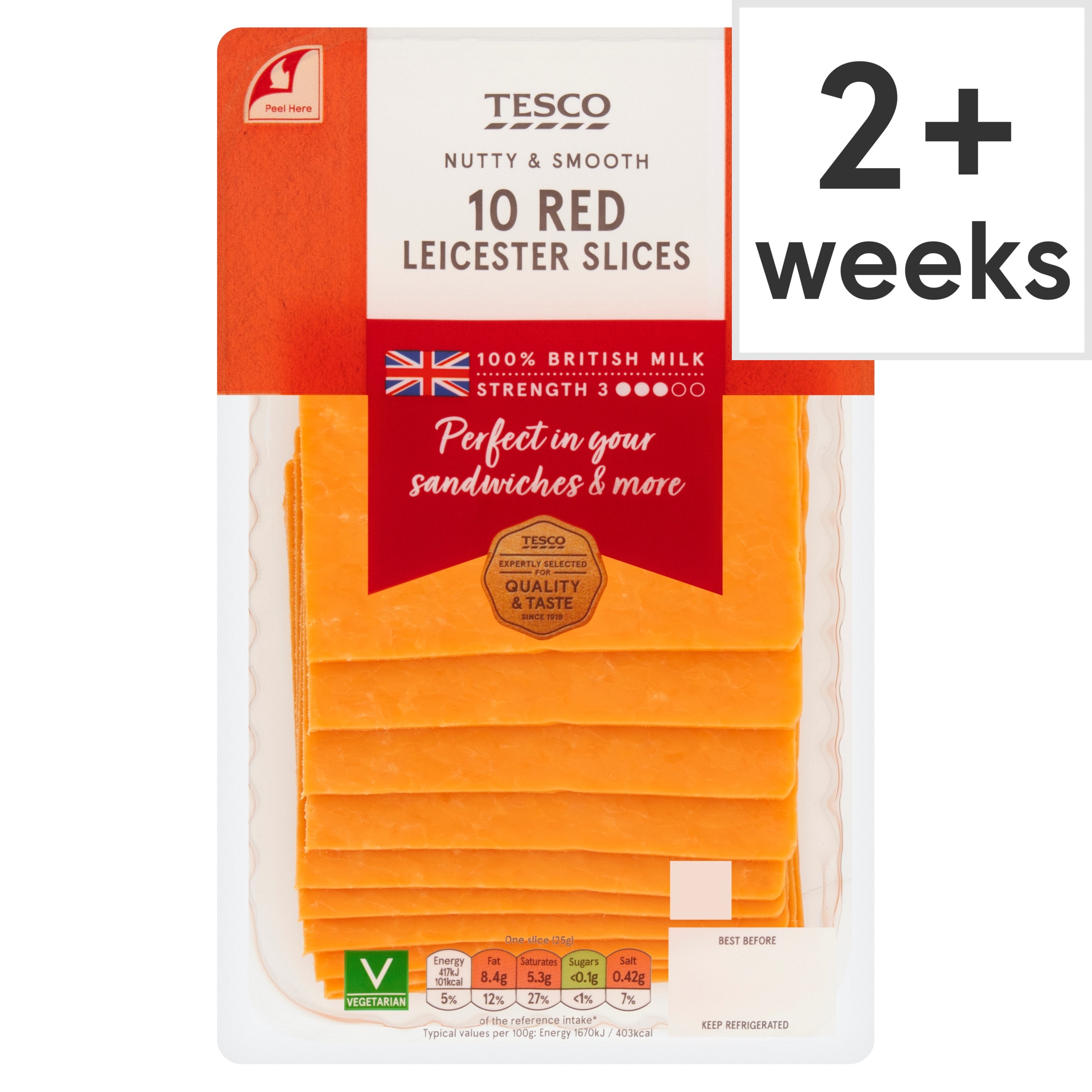 Tesco 10 Red Leicester Slices 250G