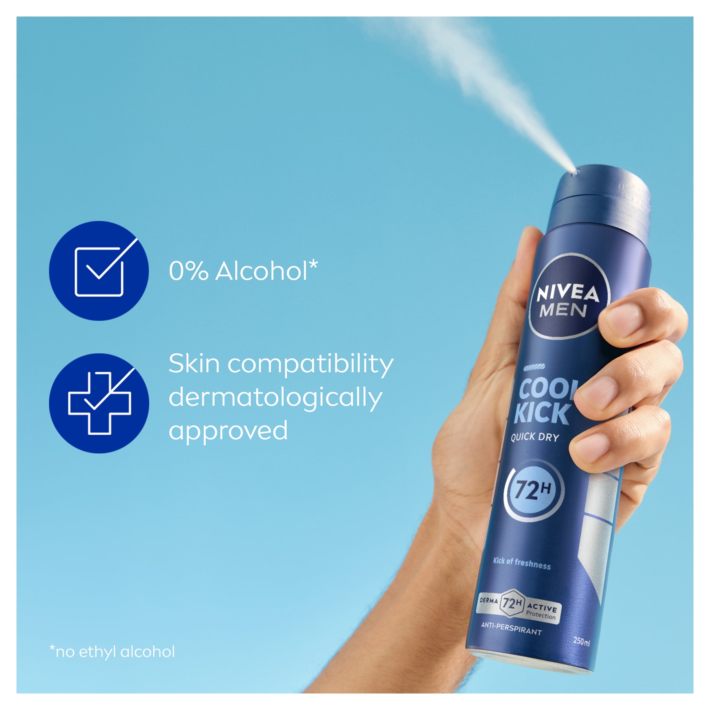 Nivea Men Cool Kick Antiperspirant Deodorant 250Ml thumbnail 4