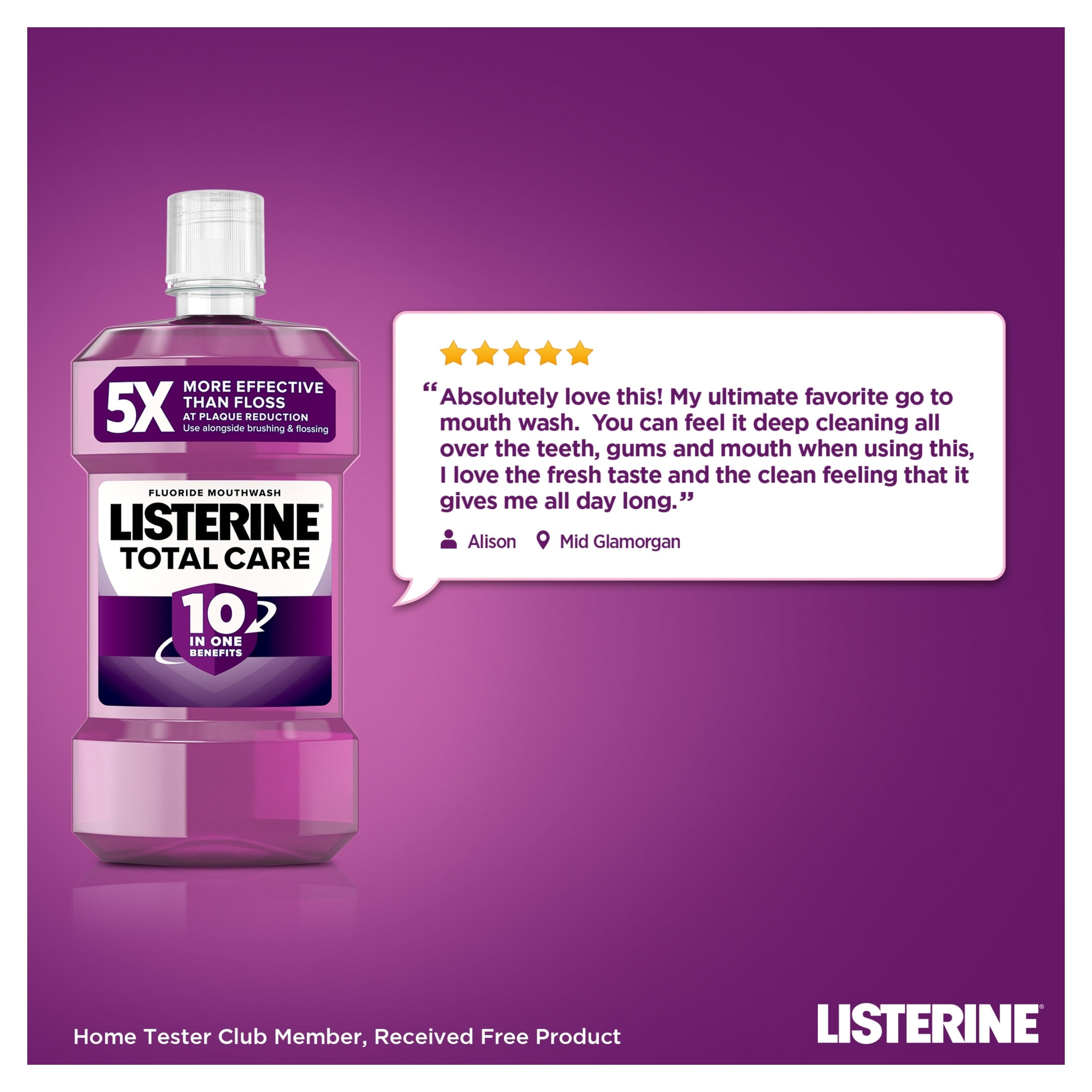Listerine Total Care 10-in-1 Benefit Clean Mint Mouthwash 1L thumbnail 4