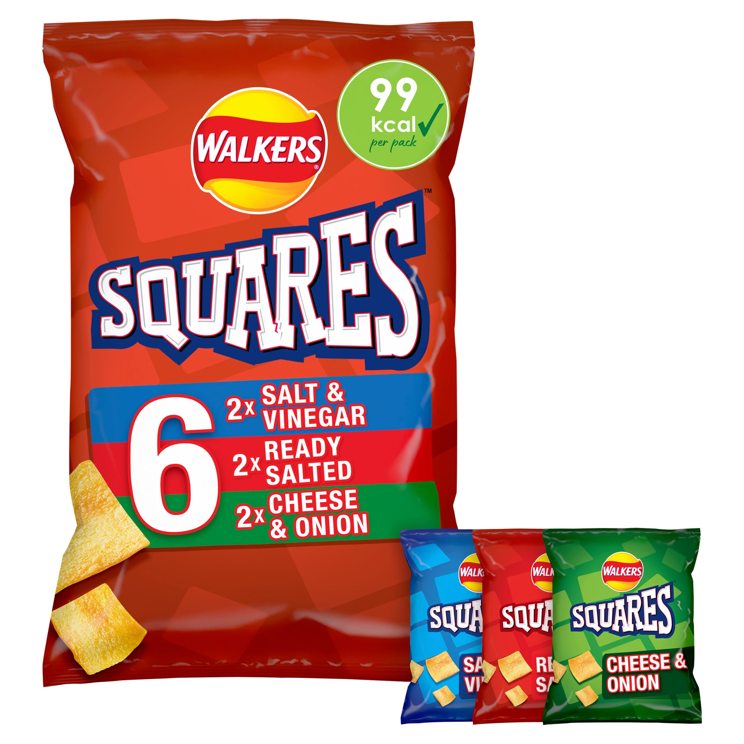 Walkers Squares Flavour Potato Snacks 6 x 22g