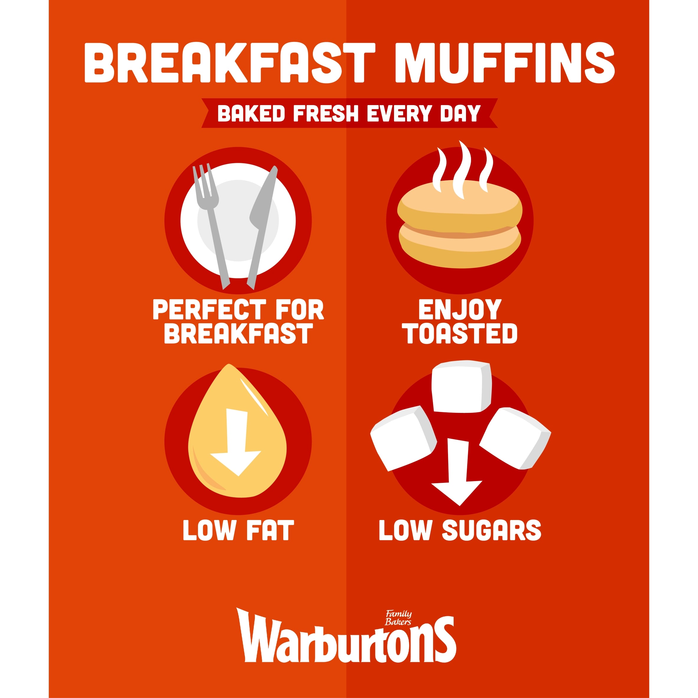 Warburtons Toasting Breakfast Muffins 4 Pack thumbnail 3