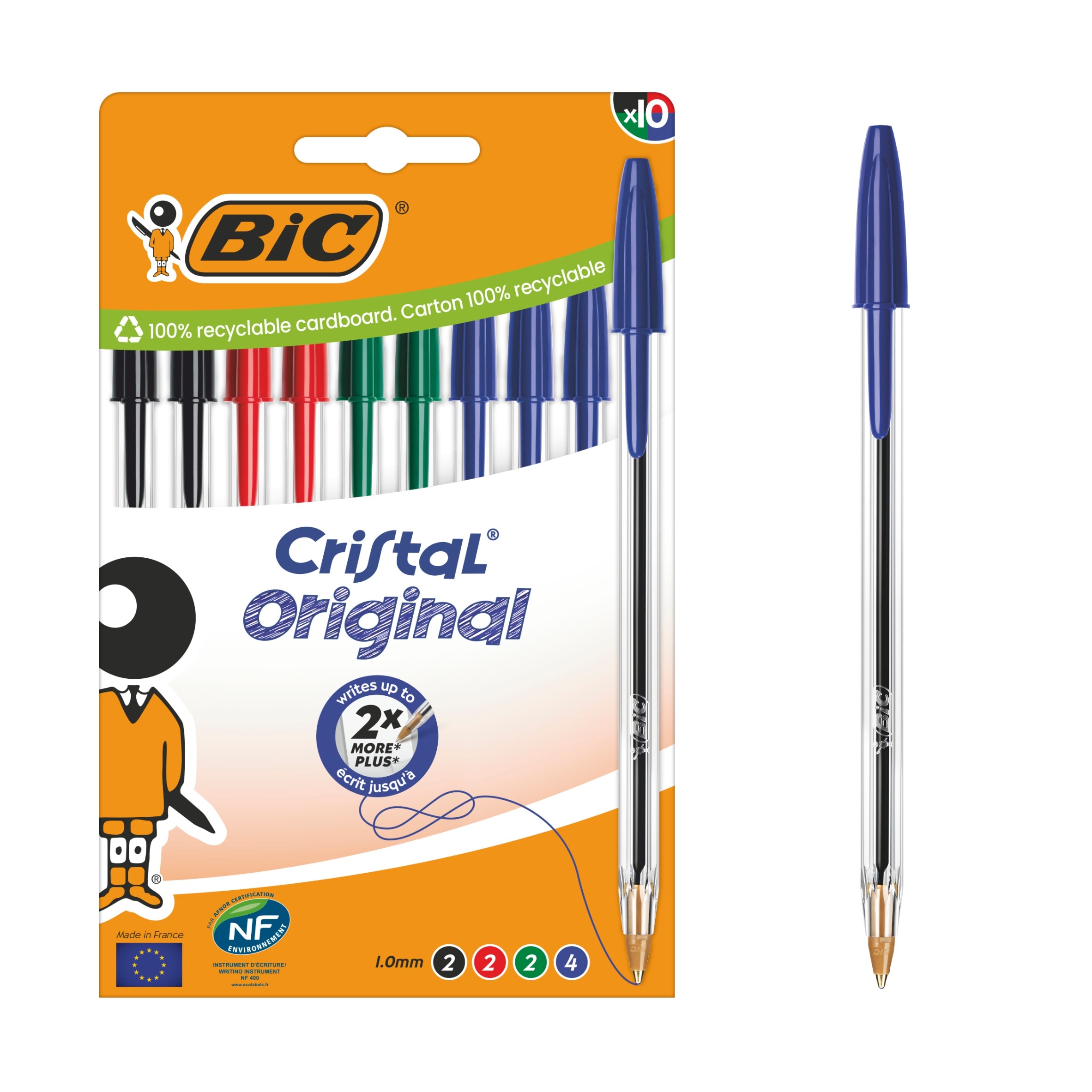BIC Cristal Pens Assorted Ballpoint 10 Pack