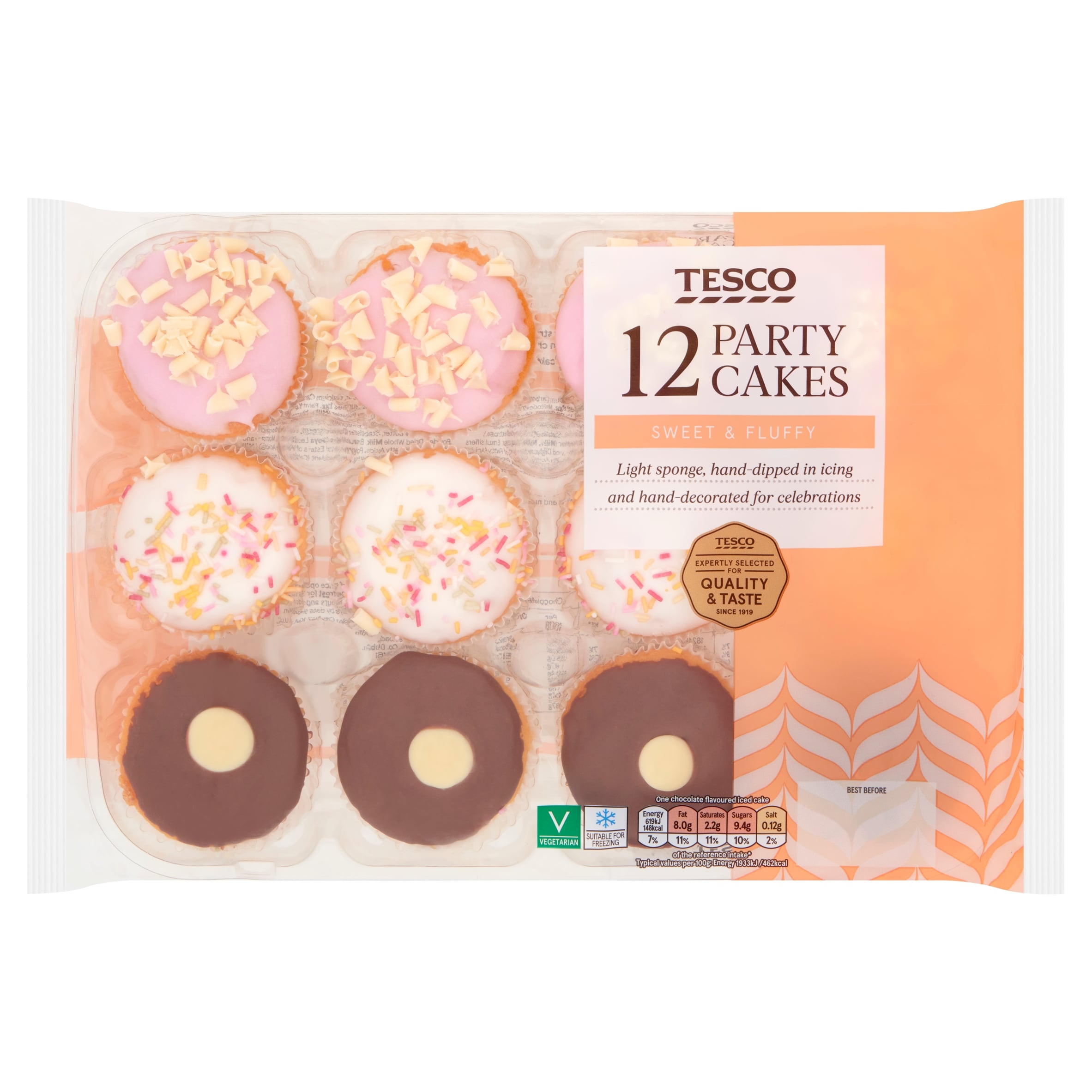 Tesco Party Cake Selection Vanilla 12 Pack