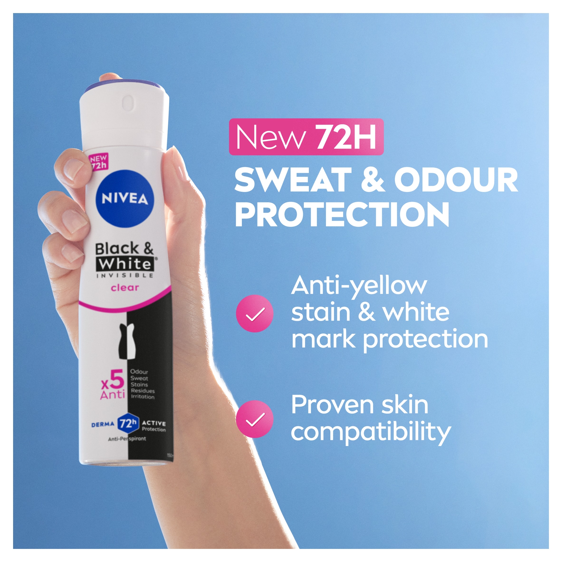 NIVEA Black & White Original Anti-Perspirant Deodorant Spray 150ml thumbnail 2