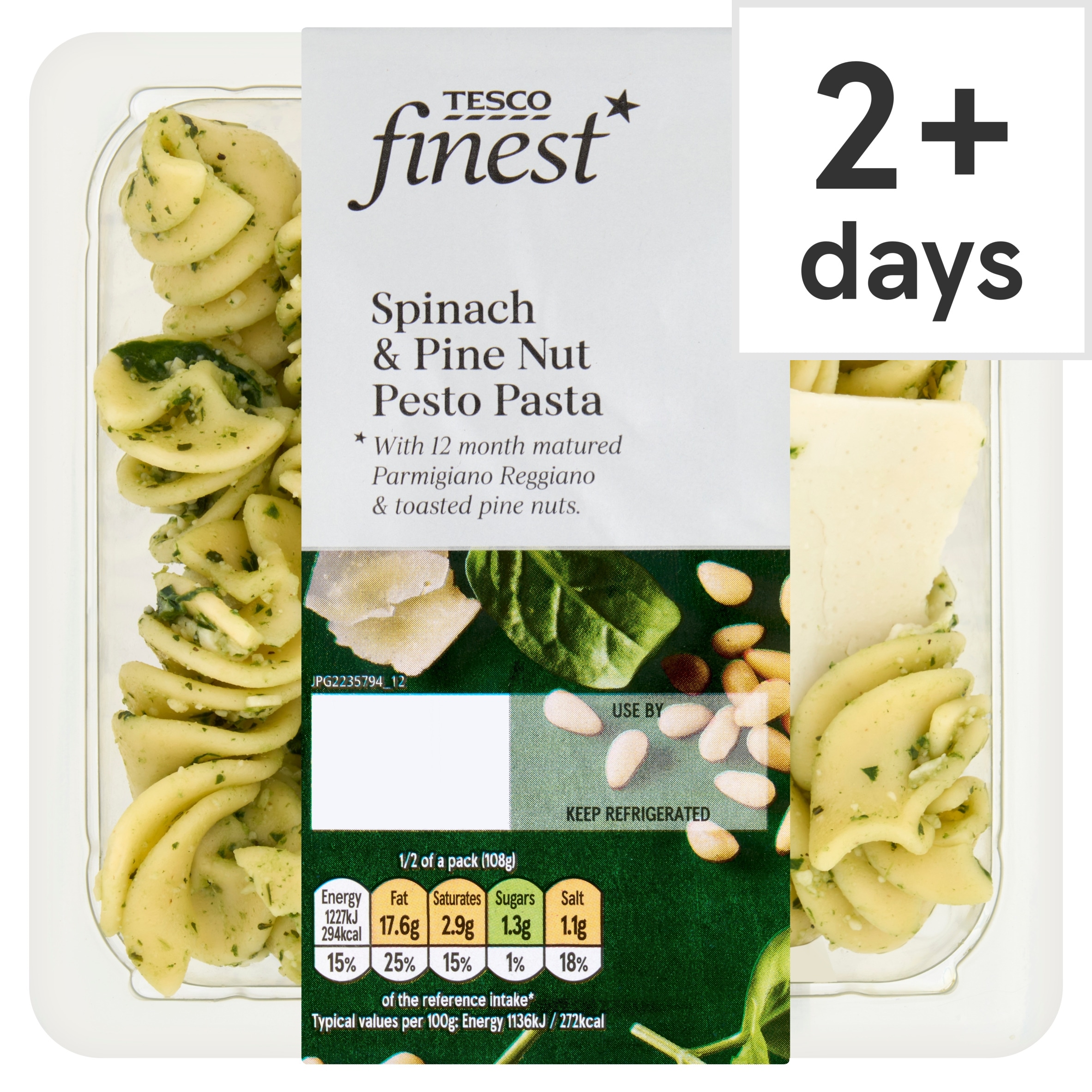 Tesco Finest Spinach Pinenut Pasta 215G