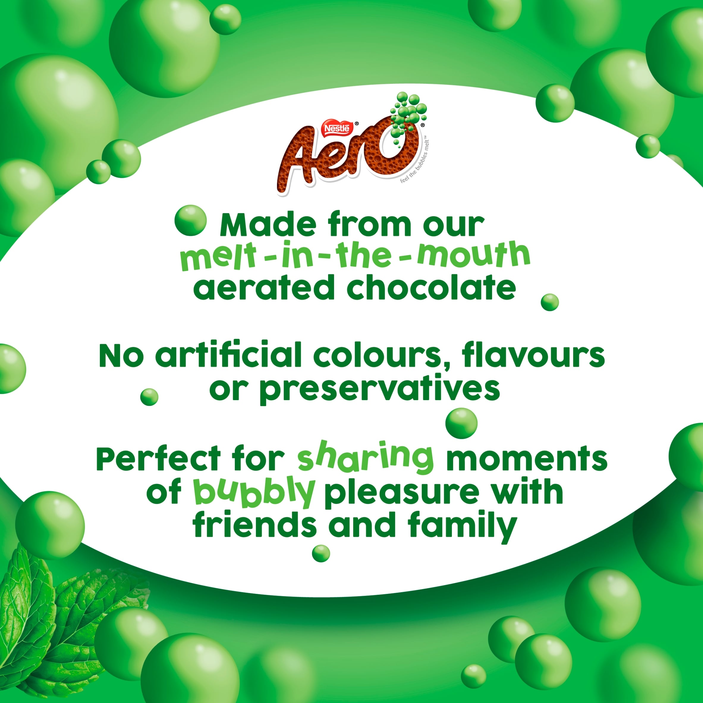 Aero Bubbly Peppermint Mint Chocolate Bar Multipack 27g 4 Pack thumbnail 4
