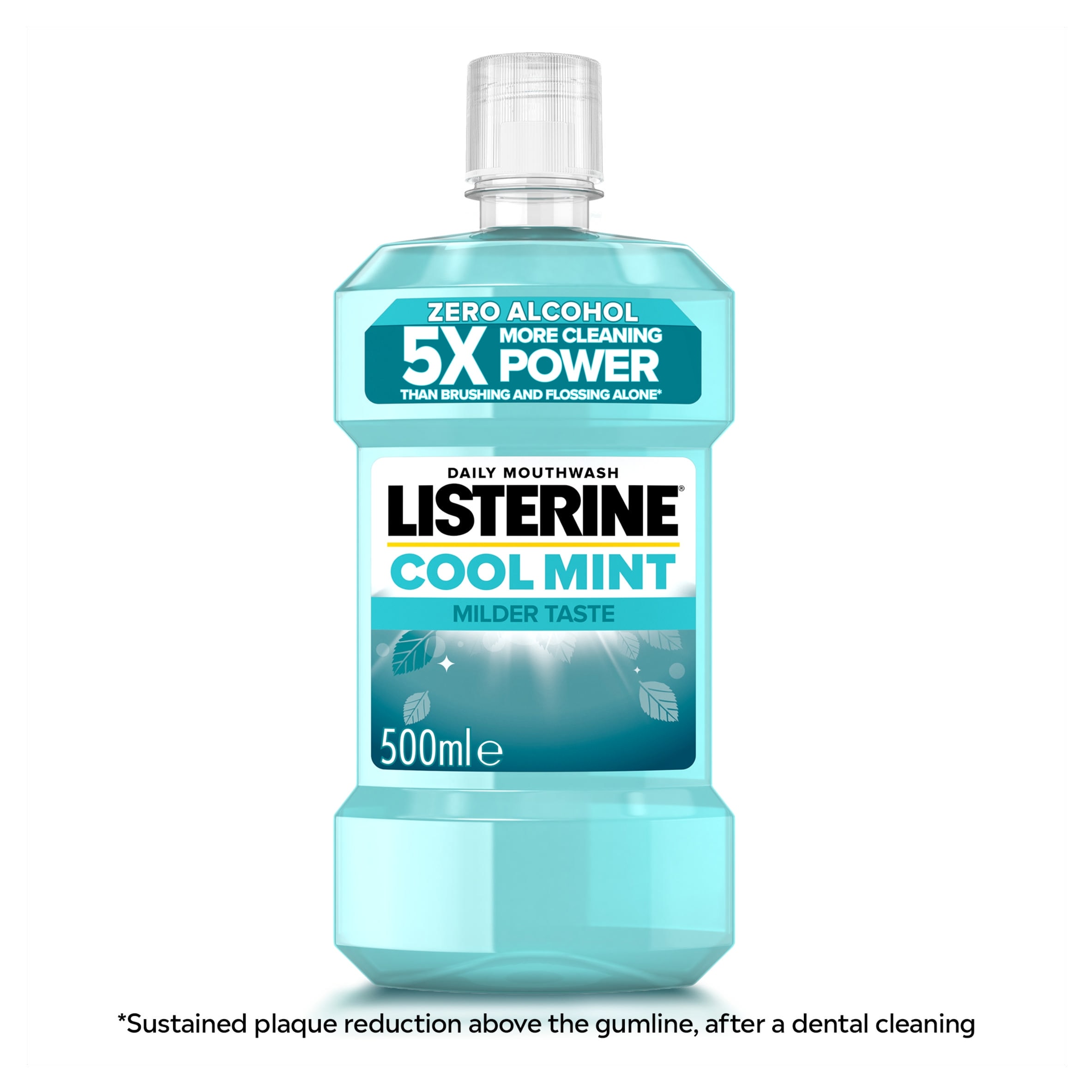 Listerine Zero Alcohol Cool Mint Milder Taste Mouthwash 500ml