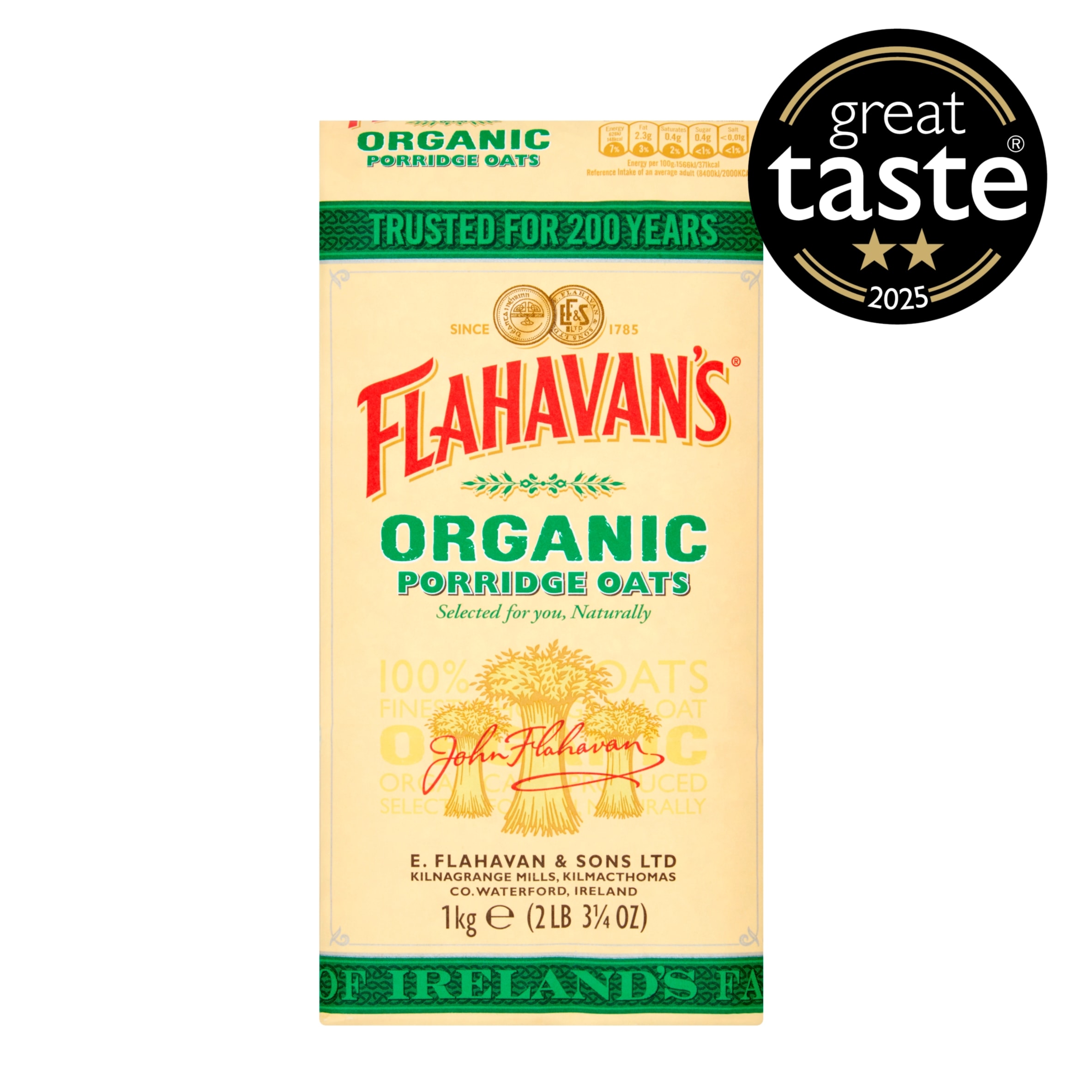 Flahavans Irish Organic Porridge 1Kg thumbnail 2