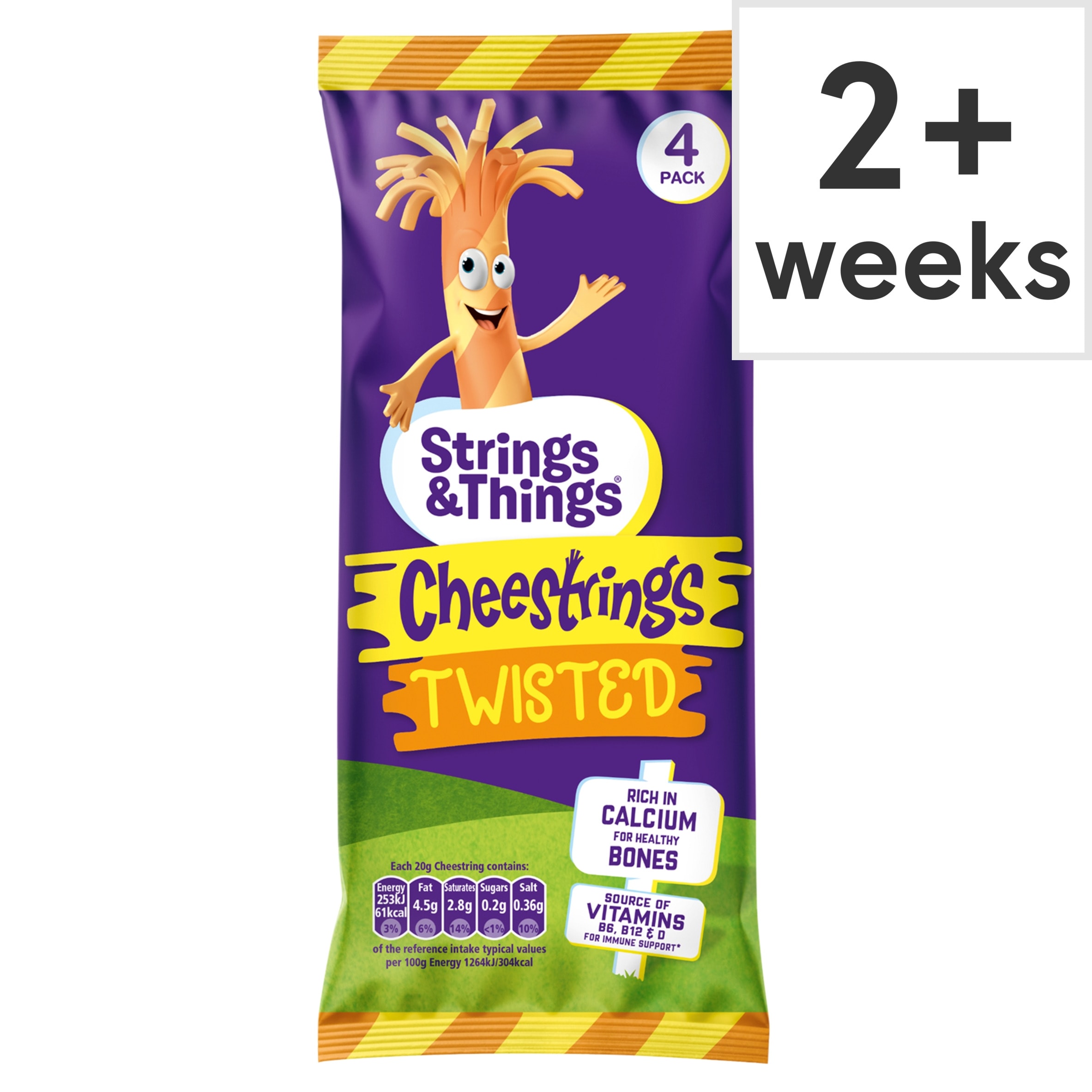 Cheestrings Twisted Cheese Snacks 4 Pk, 80 G