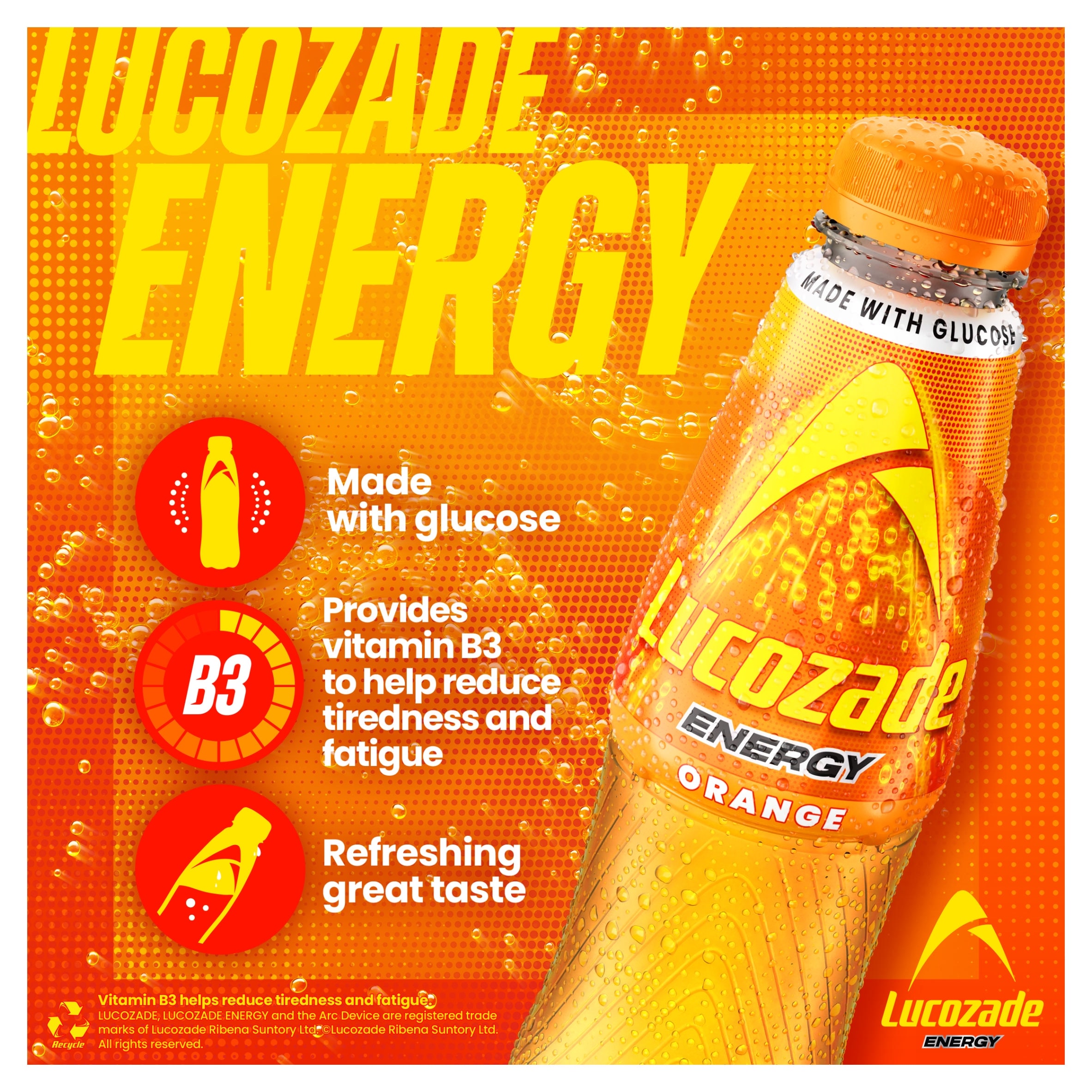 Lucozade Energy Drink Orange 4 x 380ml thumbnail 2