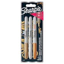 Sharpie Permanent Markers, Fine Point, Metallic, 3 Count
