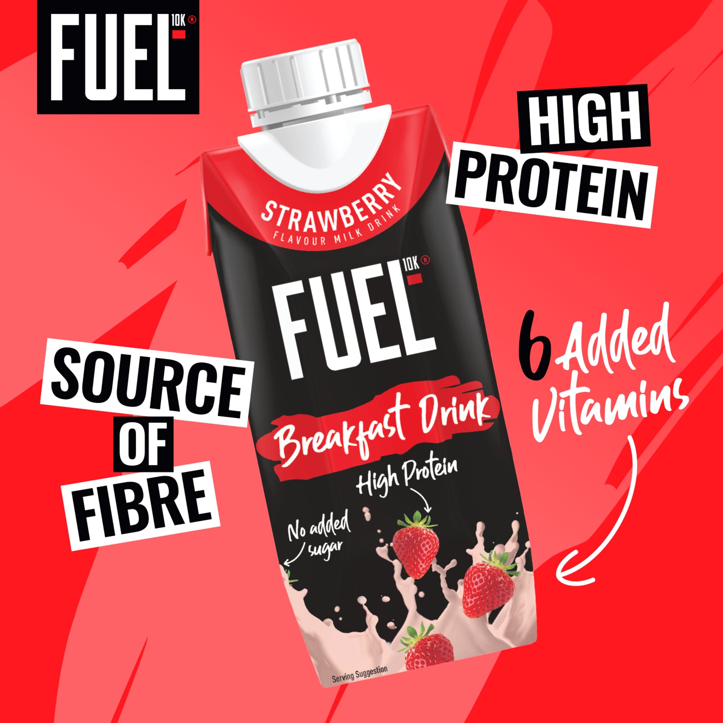 FUEL10K Strawberry High Protein Milk Breakfast Drink 330ml thumbnail 2