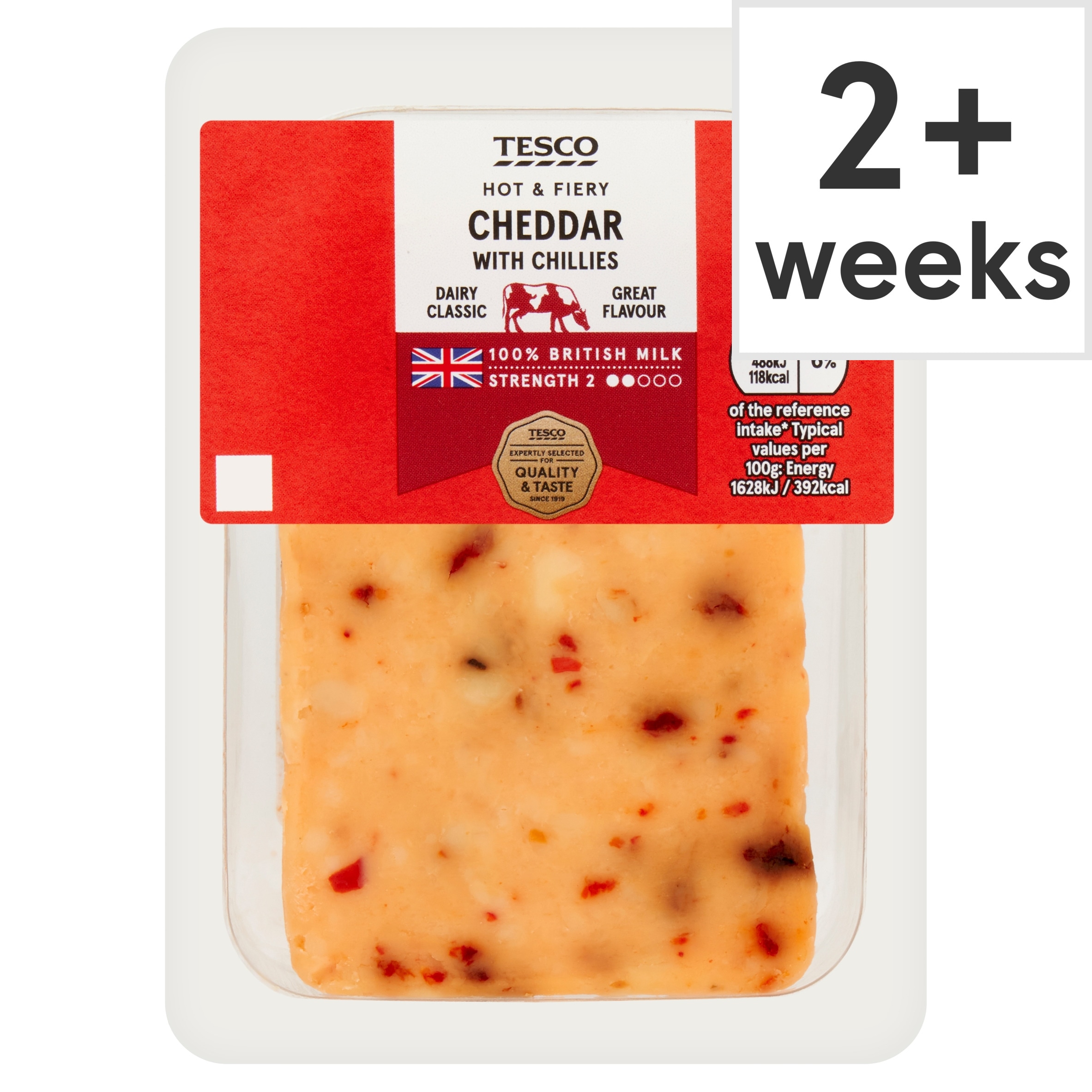 Tesco Cheddar With Chillies 200 G