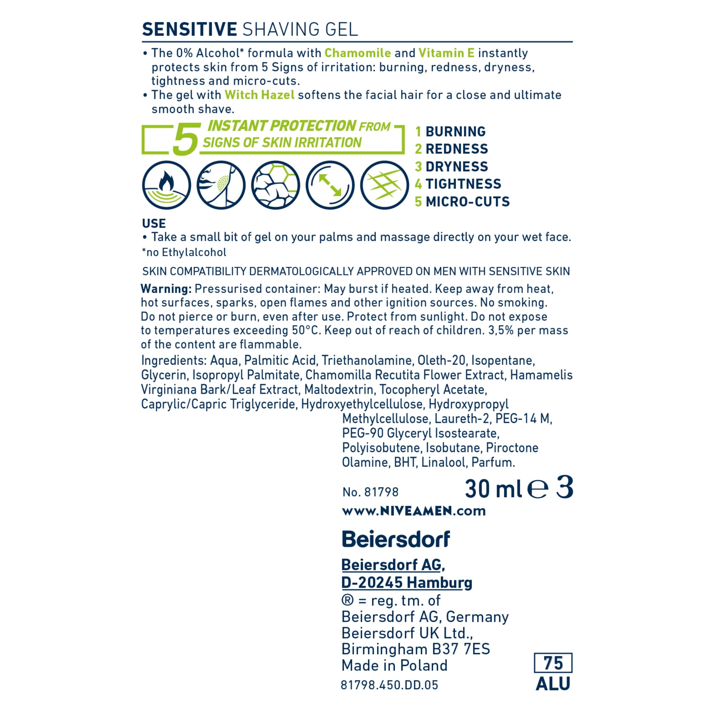 NIVEA MEN Sensitive Mini Shaving Gel 30ml thumbnail 2