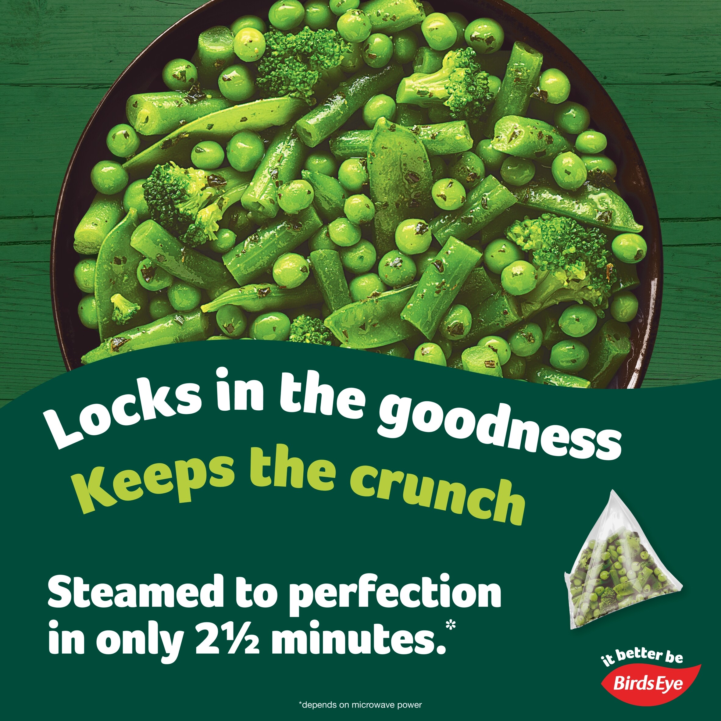 Birds Eye Steamfresh 2 Green Medley Steam Bags 300g thumbnail 2