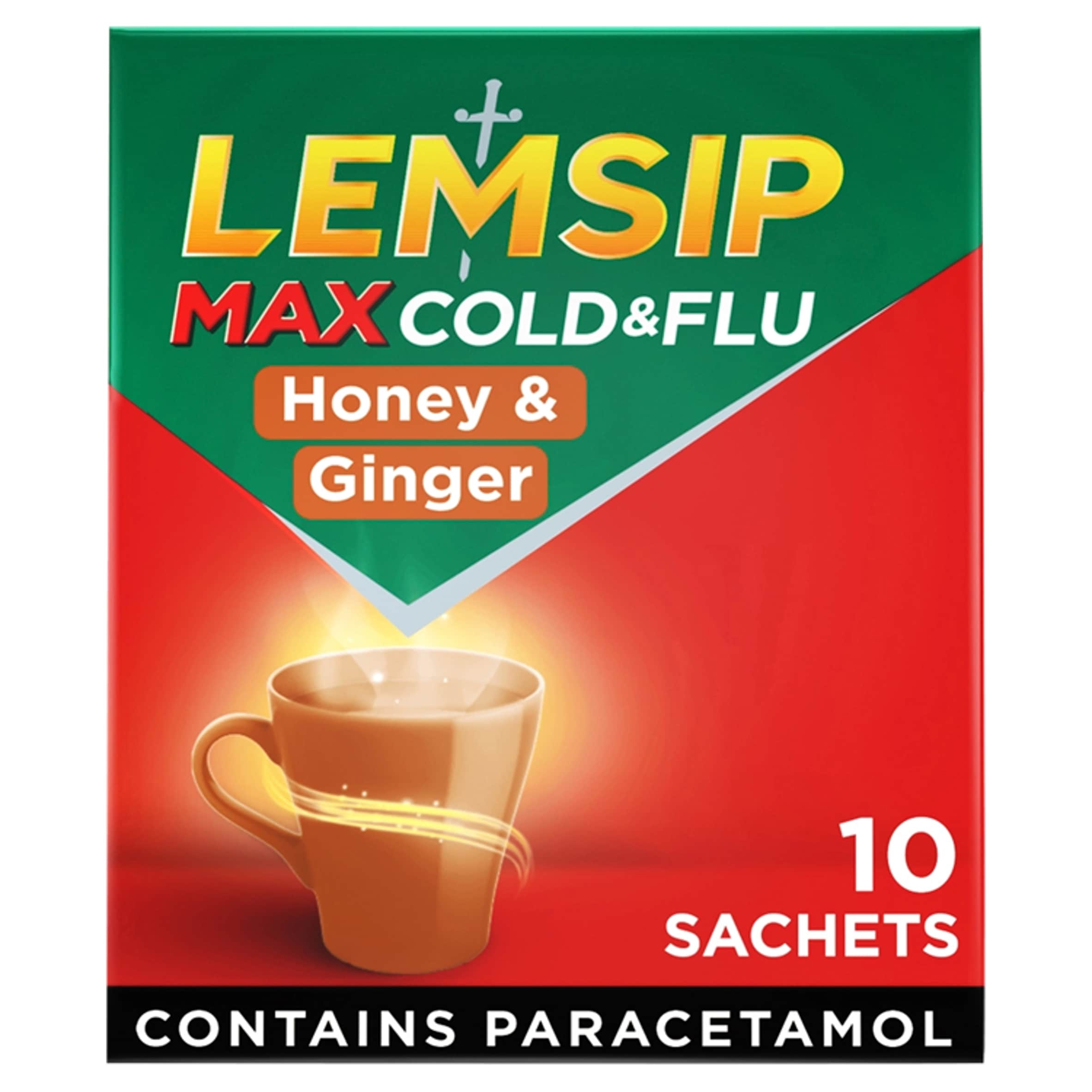 Lemsip Max Sachets - Honey & Gingered Powder with Paracetamol 10s