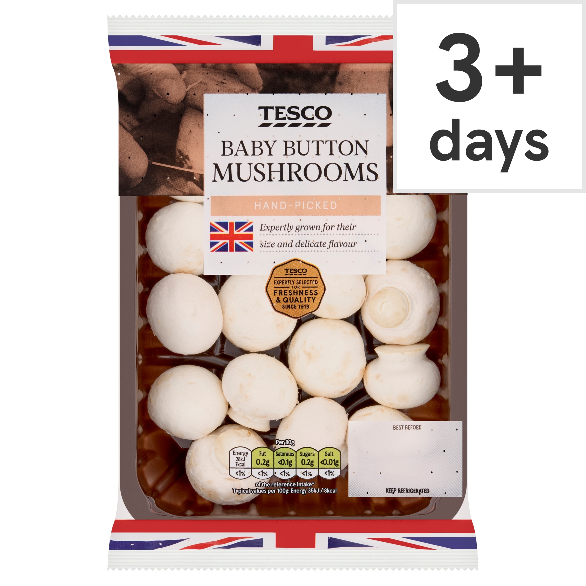 Tesco Baby Button Mushrooms 200G
