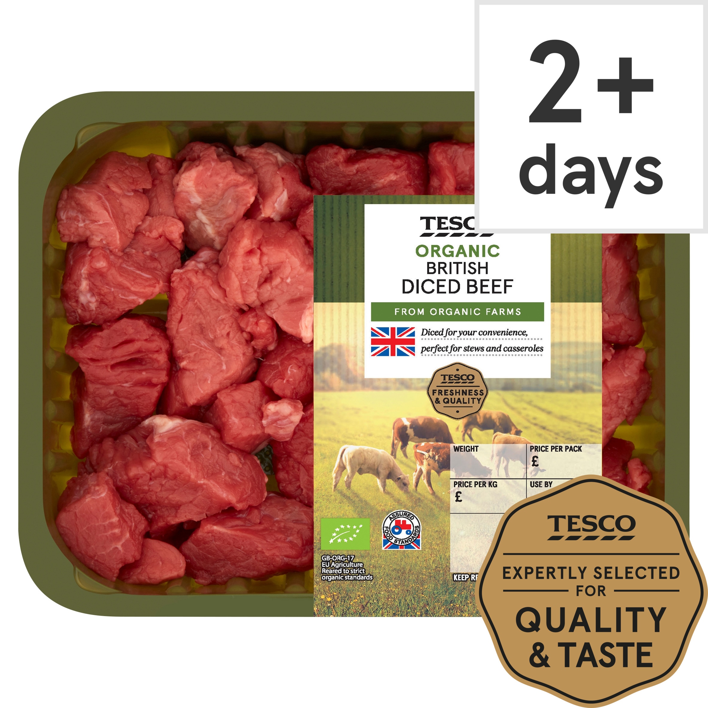 Tesco Organic Diced Beef 400G